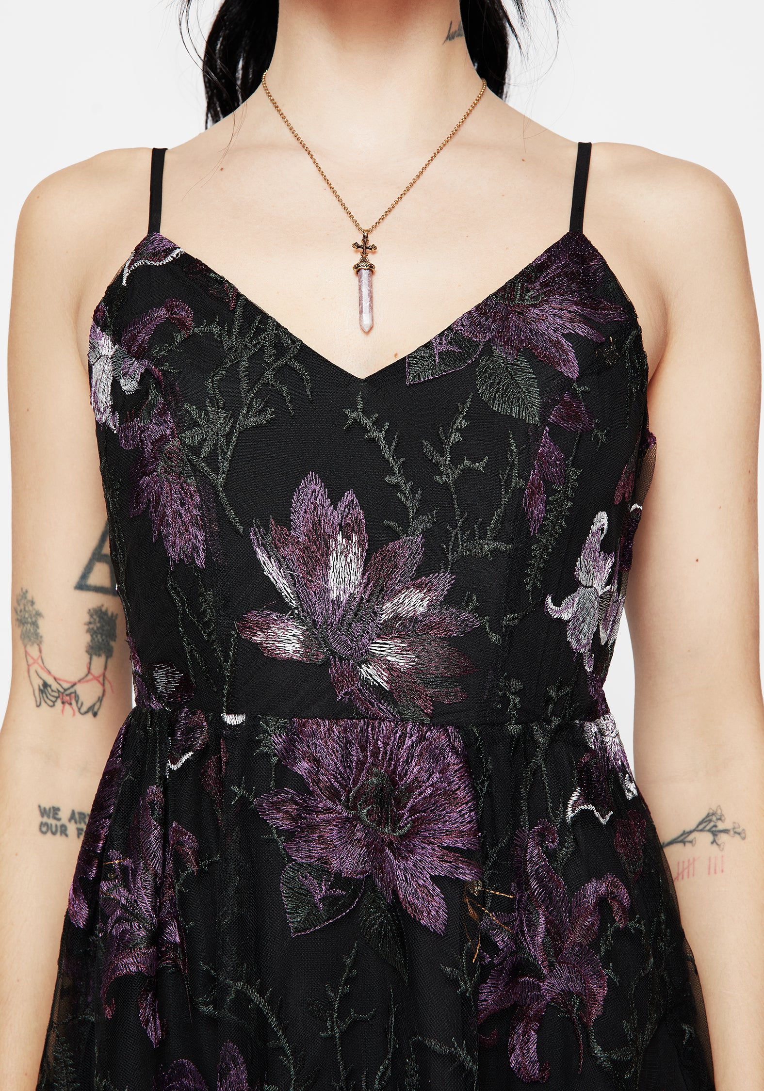Estrid Embroidered Mesh Midaxi Cami Dress - Image 2