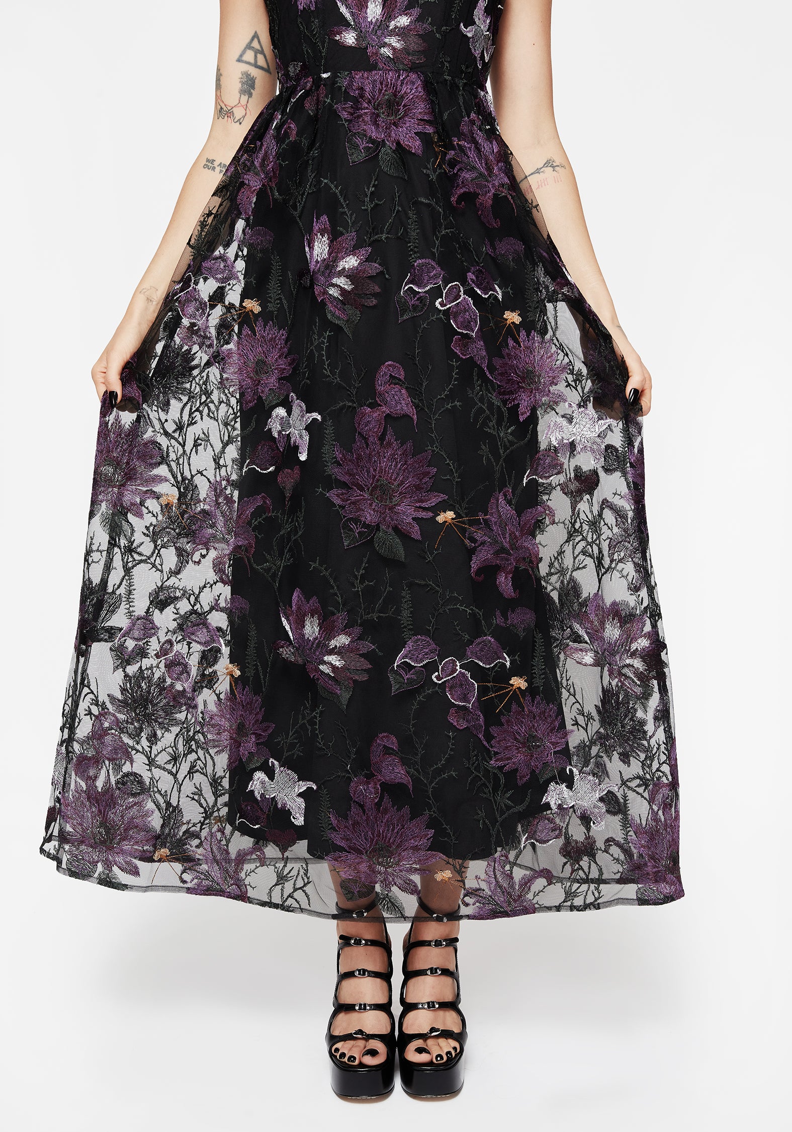 Estrid Embroidered Mesh Midaxi Cami Dress - Image 7