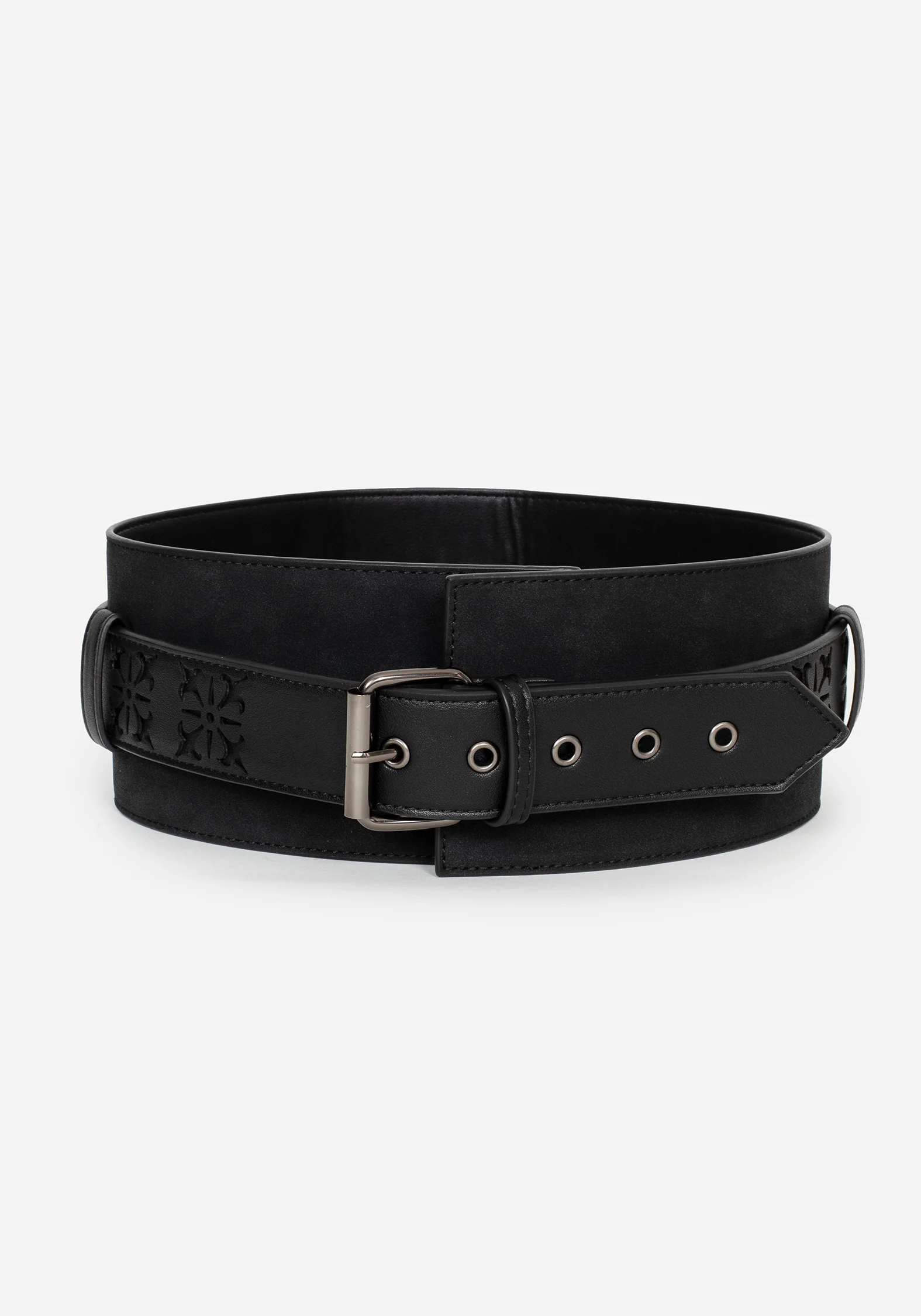 Eugenia Cross Cut Out Detail Faux Suede Waist Belt - Image 8