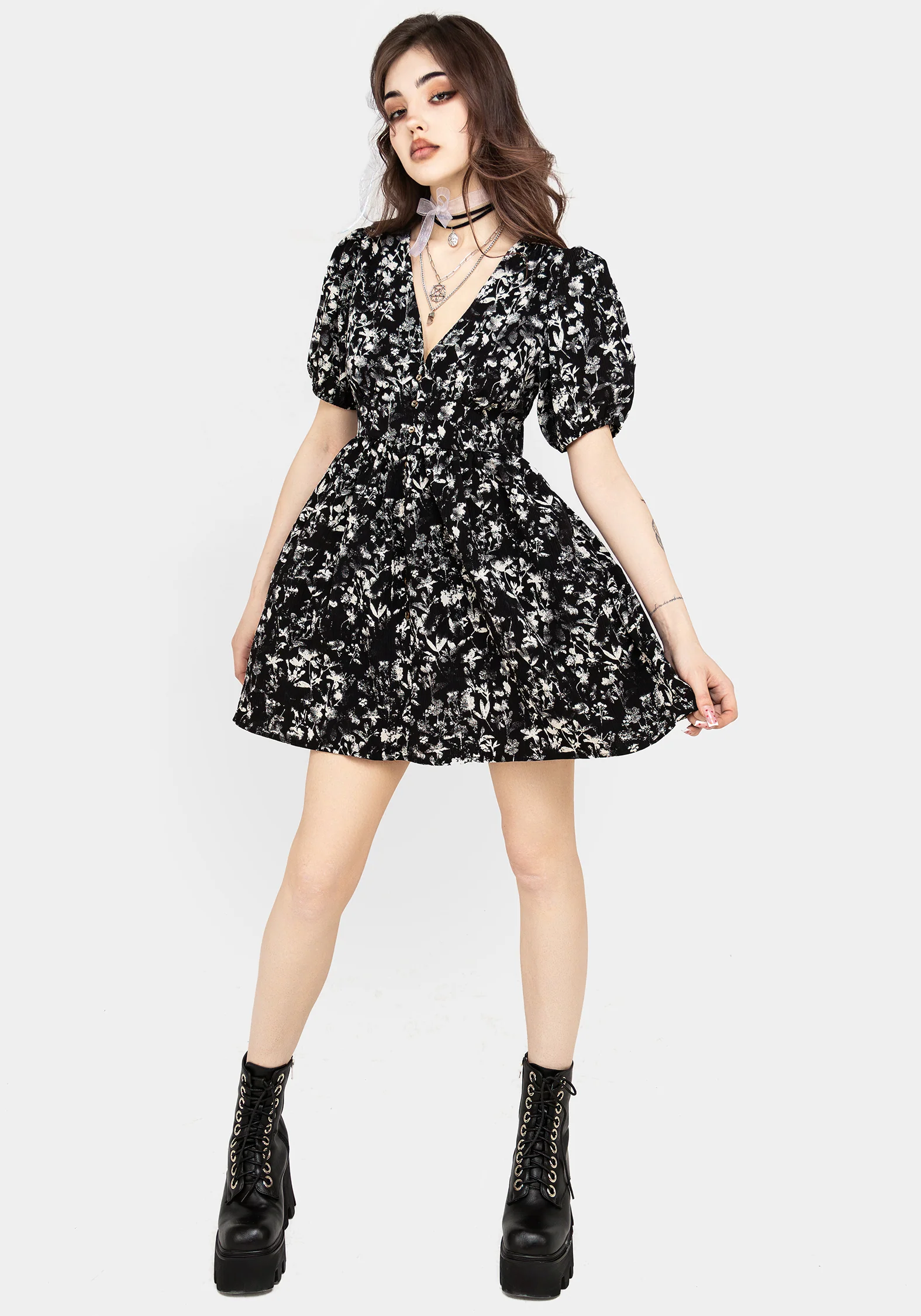 Eulogy Button Front Mini Dress - Image 5