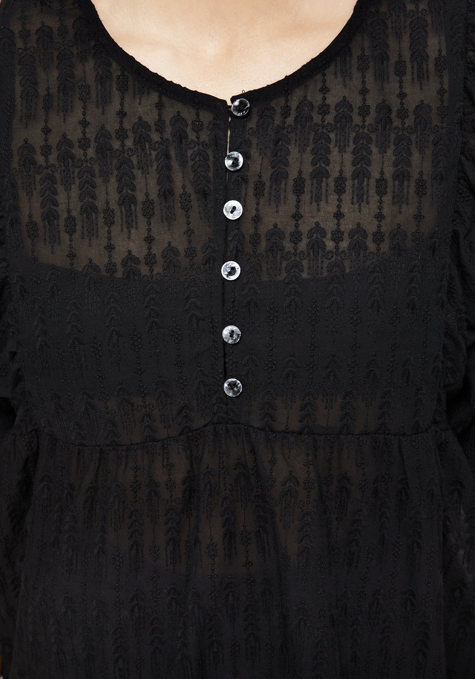 Evangeline Button Up Peplum Blouse Top - Image 2