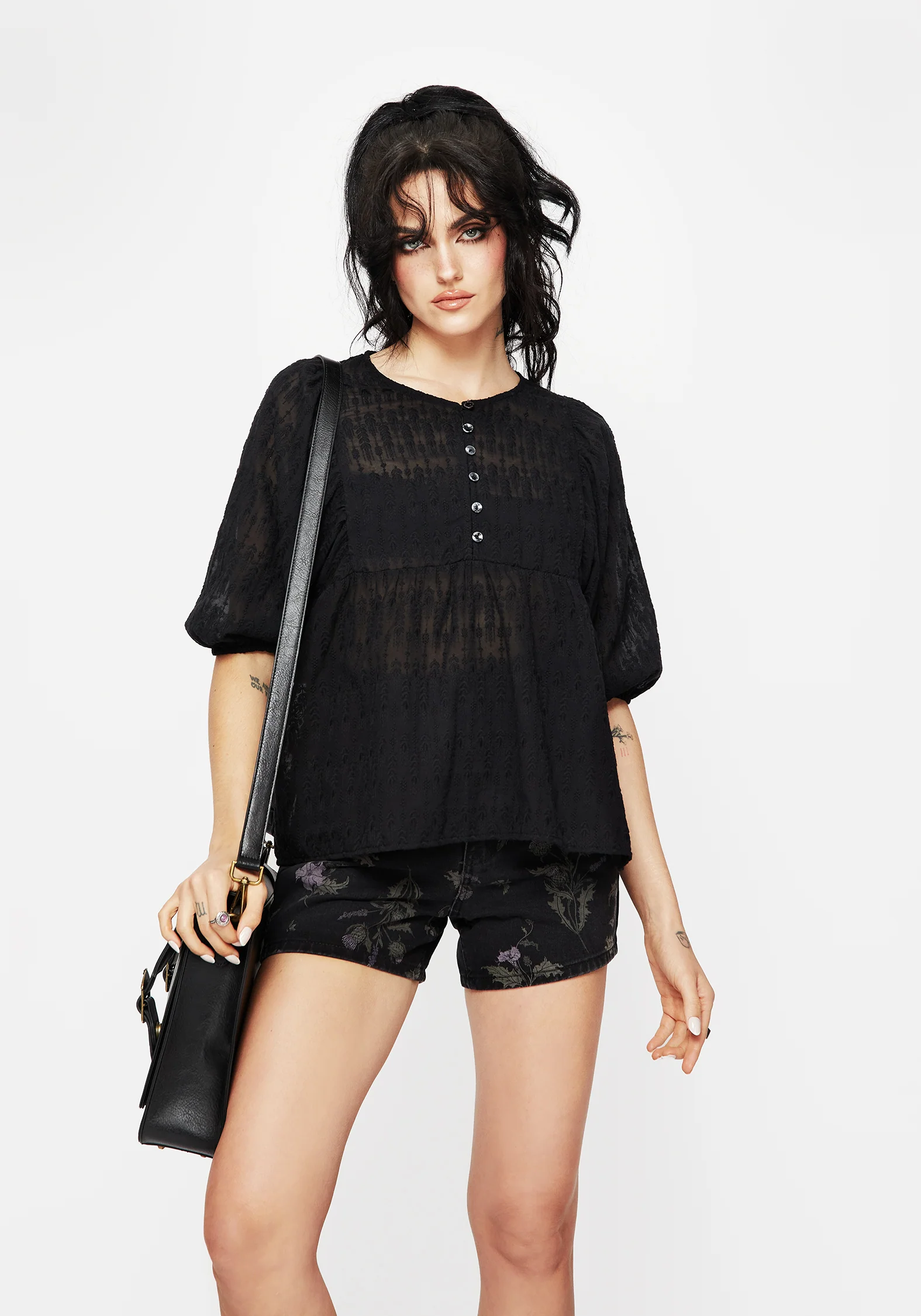 Evangeline Button Up Peplum Blouse Top - Image 4