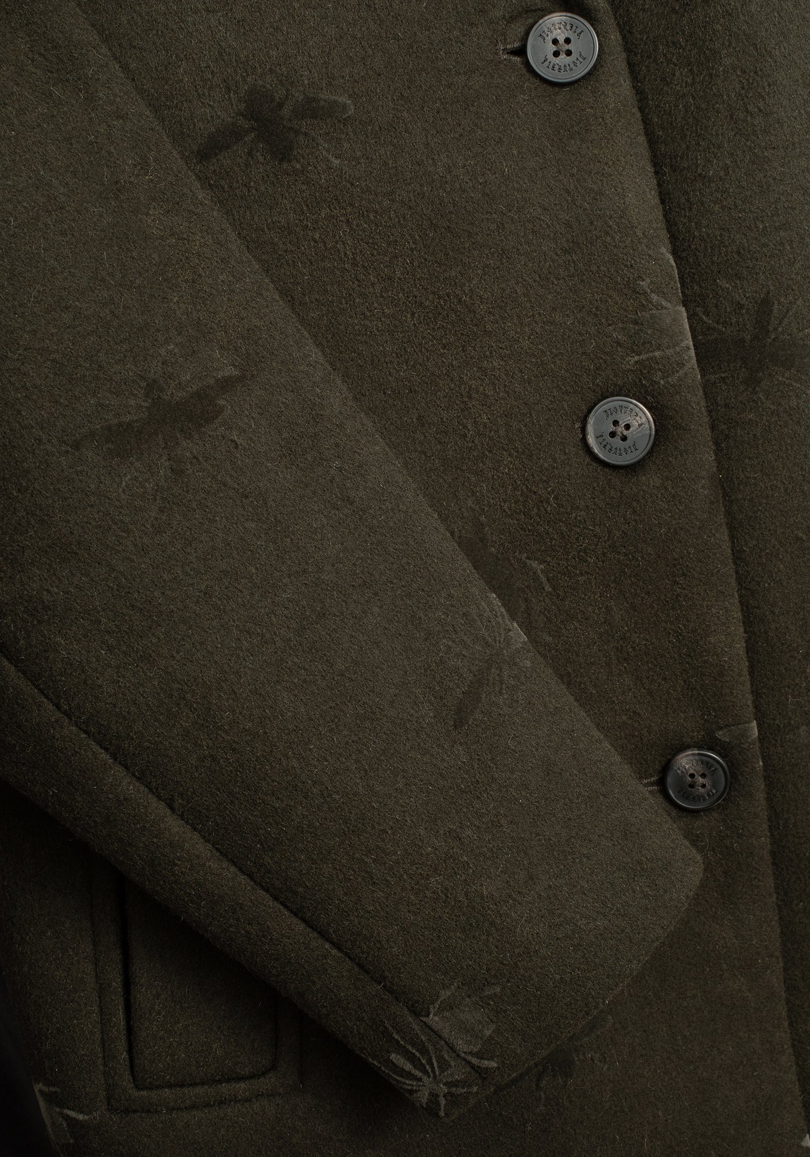 Evelyn Wool-Blend Bug Embossed Longline Coat - Image 2