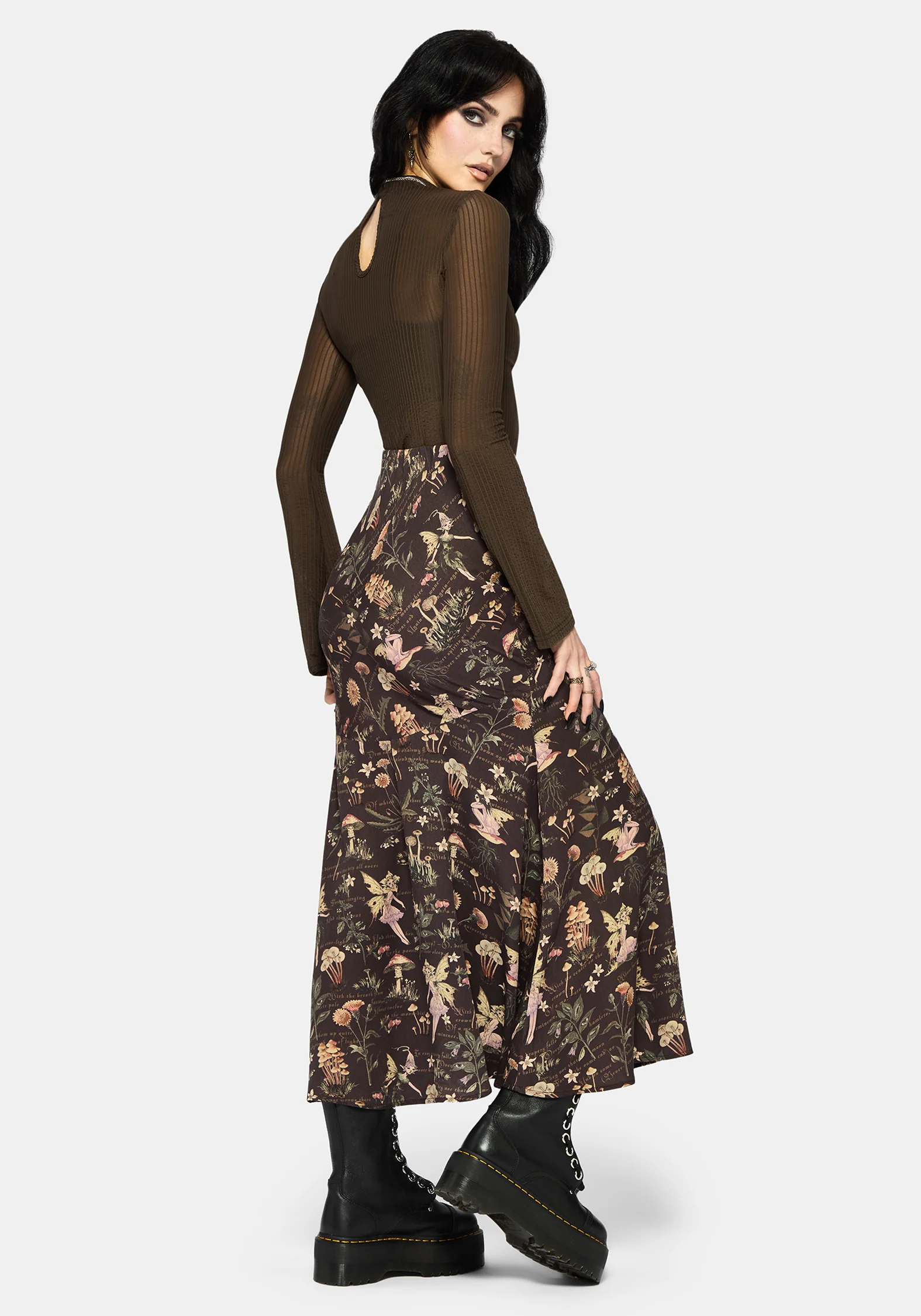 Faela Fairy Print Bias Cut Midaxi Skirt - Image 3