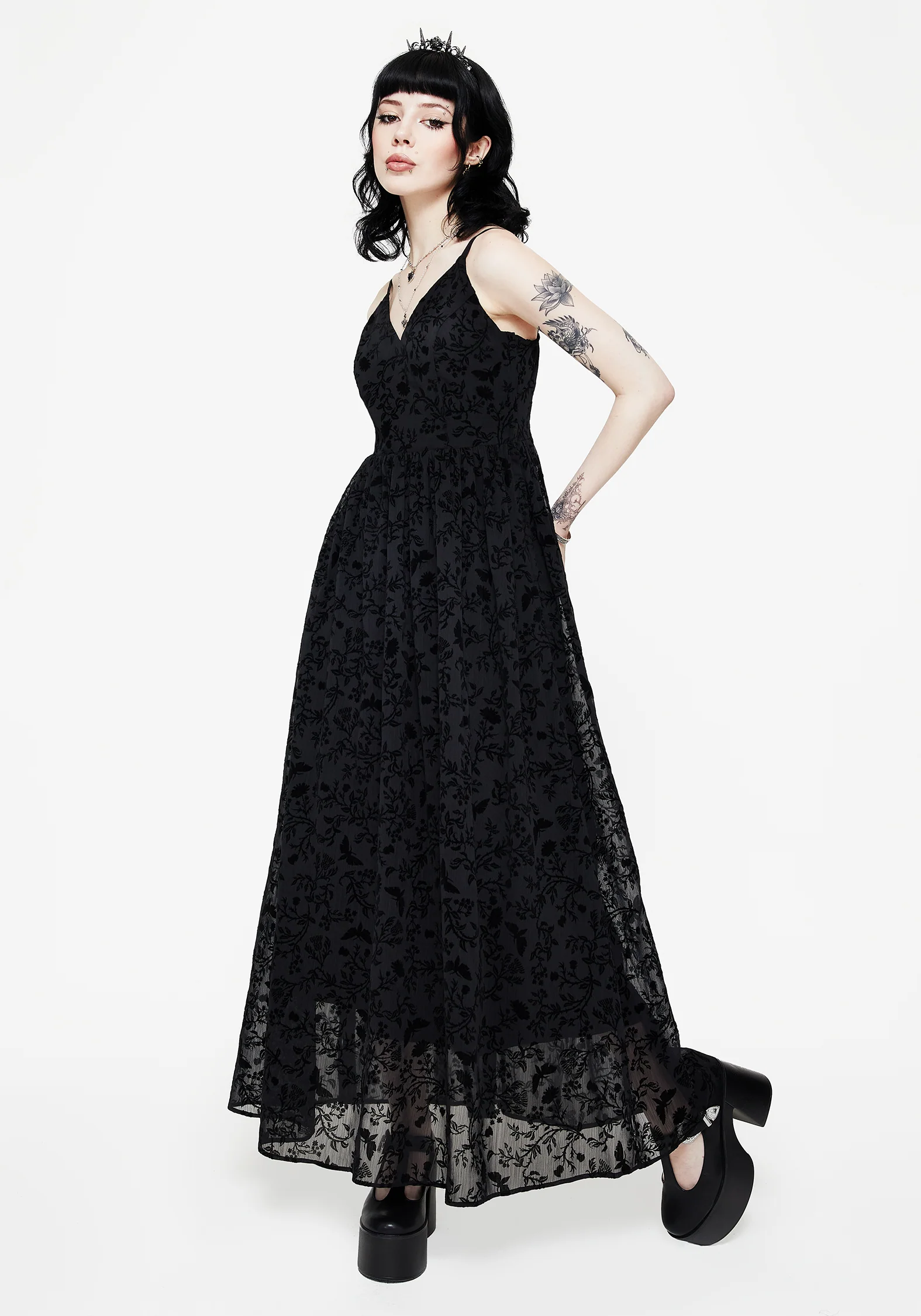 Faustina Flocked Chiffon Maxi Cami Dress - Image 4