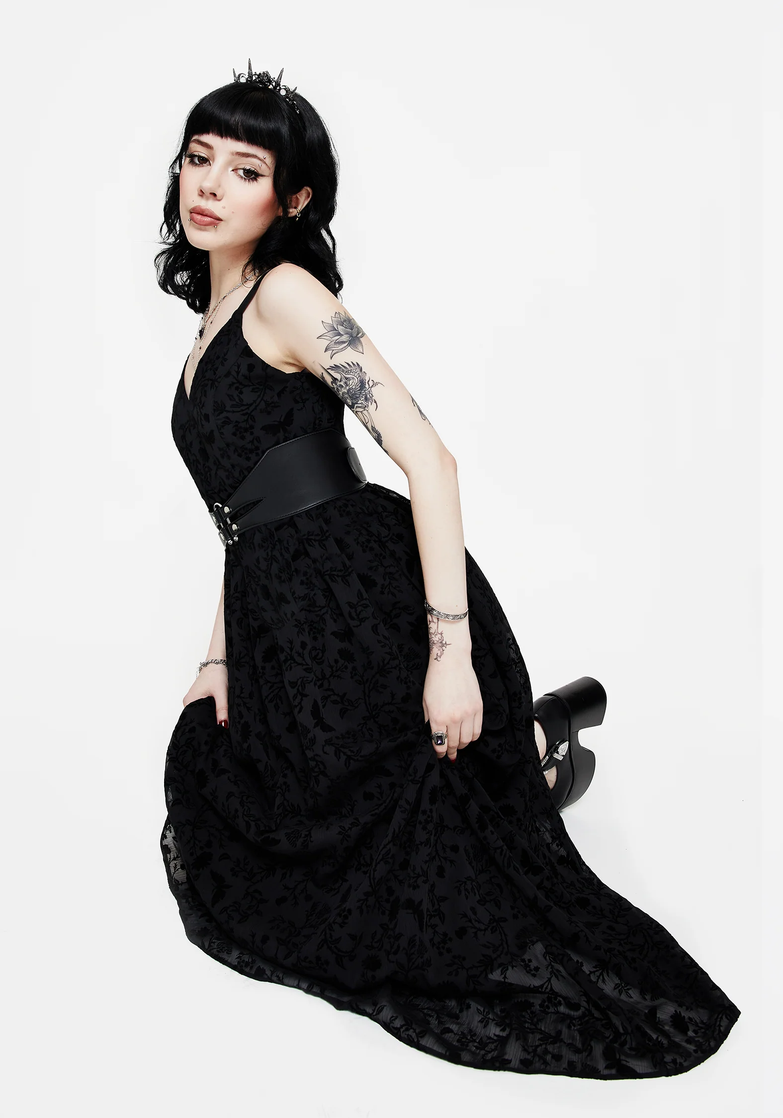 Faustina Flocked Chiffon Maxi Cami Dress - Image 5