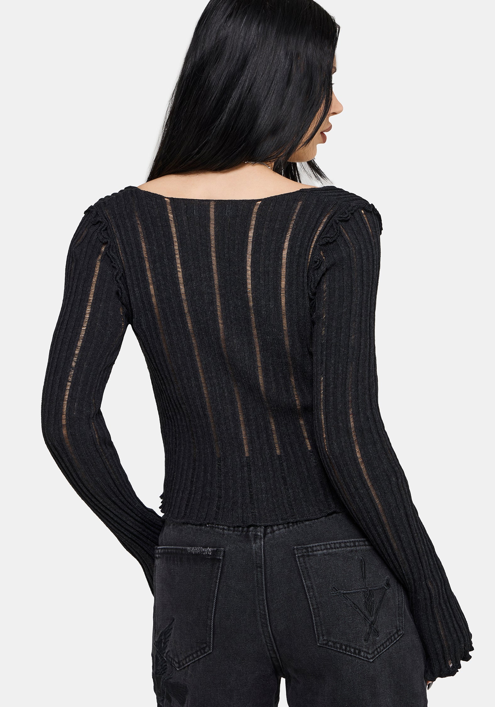 Faylin Ladder Stitch Knit Cardigan - Image 3
