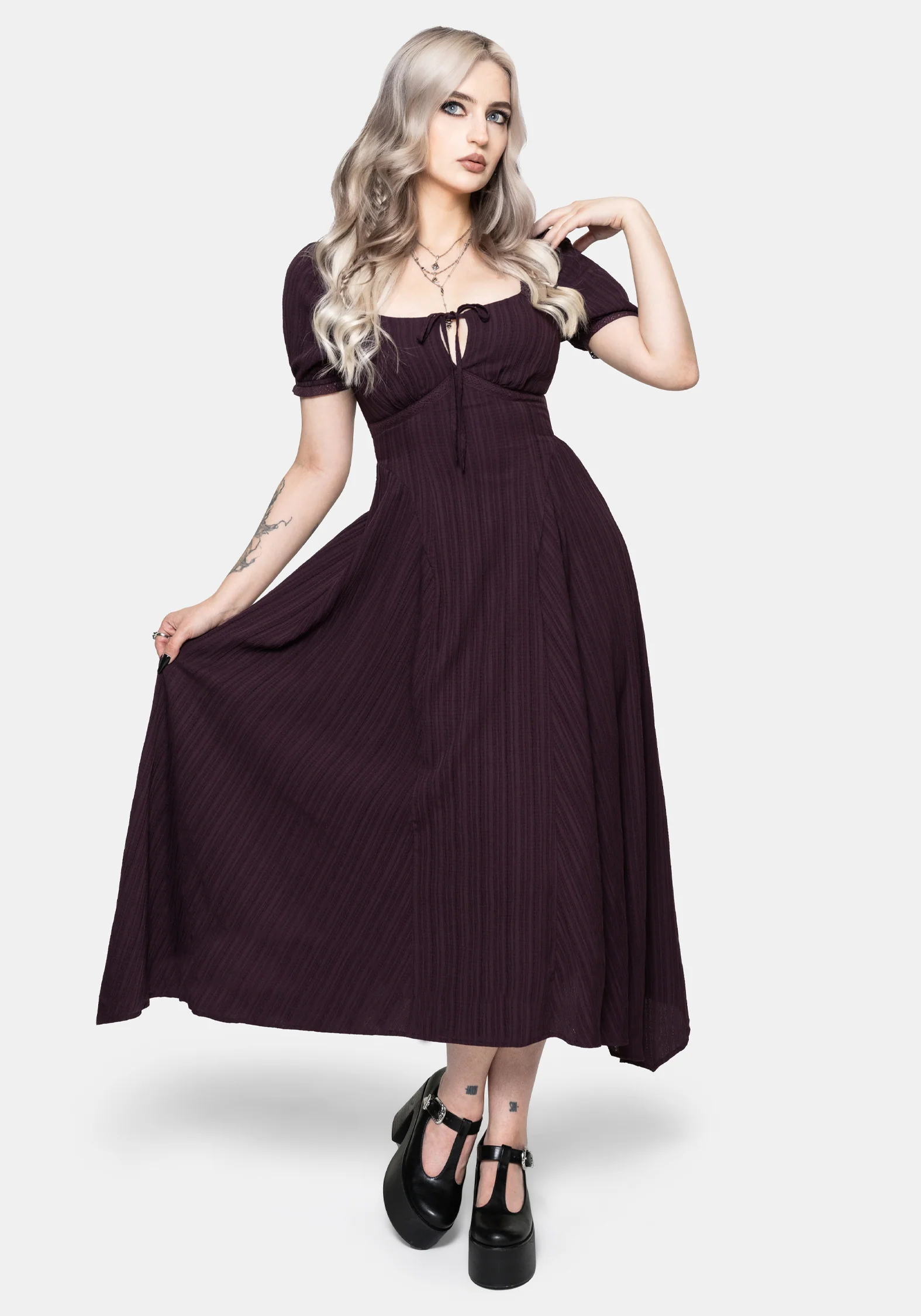 Fenella Keyhole Midi Dress - Plum - Image 4