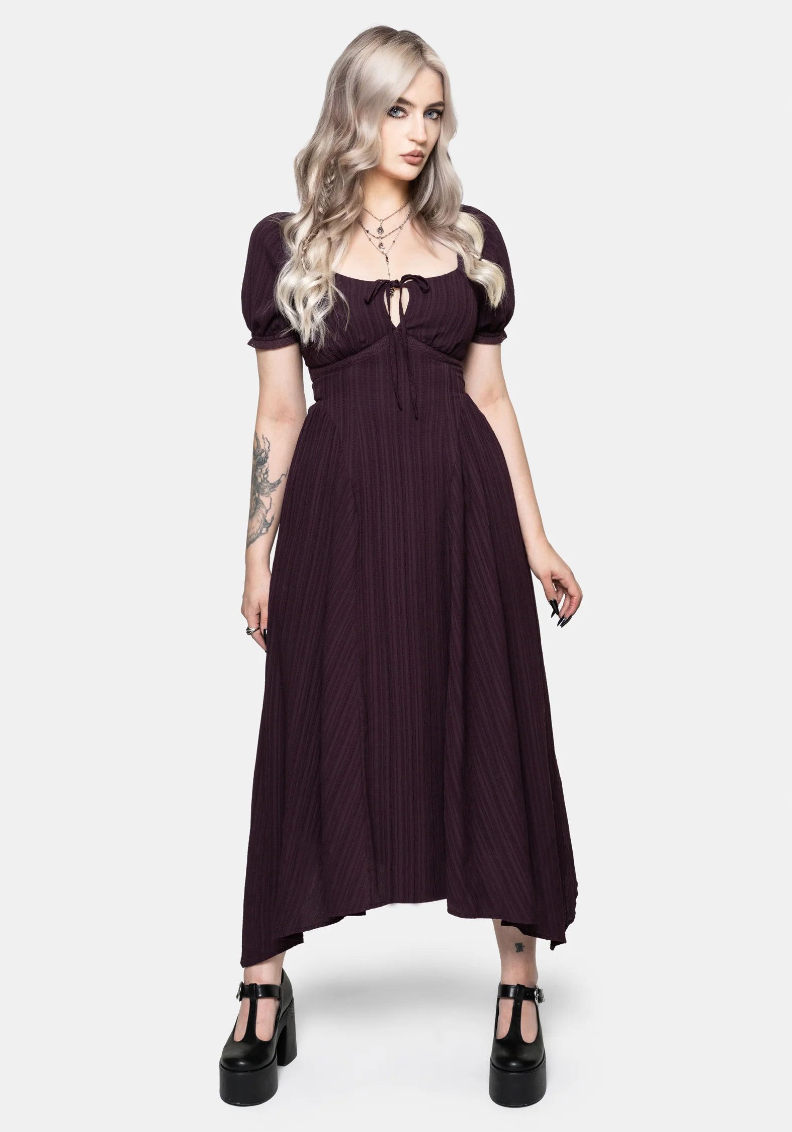 Fenella Keyhole Midi Dress - Plum - Image 6