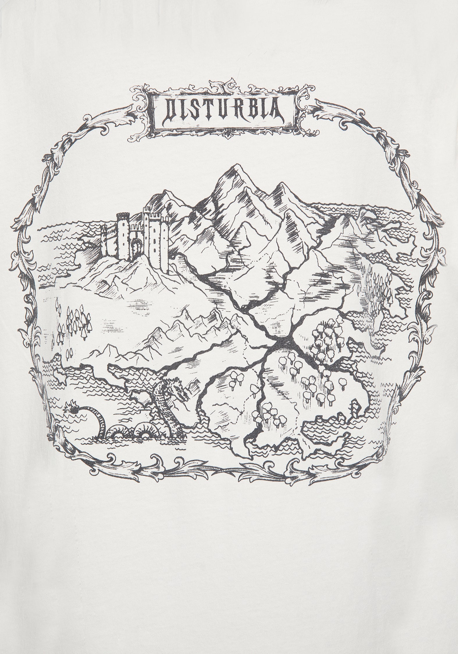 Fenrys Medieval Map Long Sleeved Cream T-Shirt - Image 2