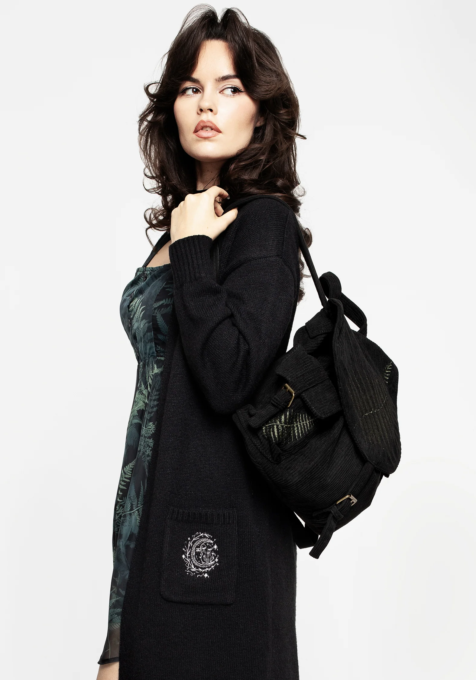 Fern Embroidered Satchel Backpack - Image 10
