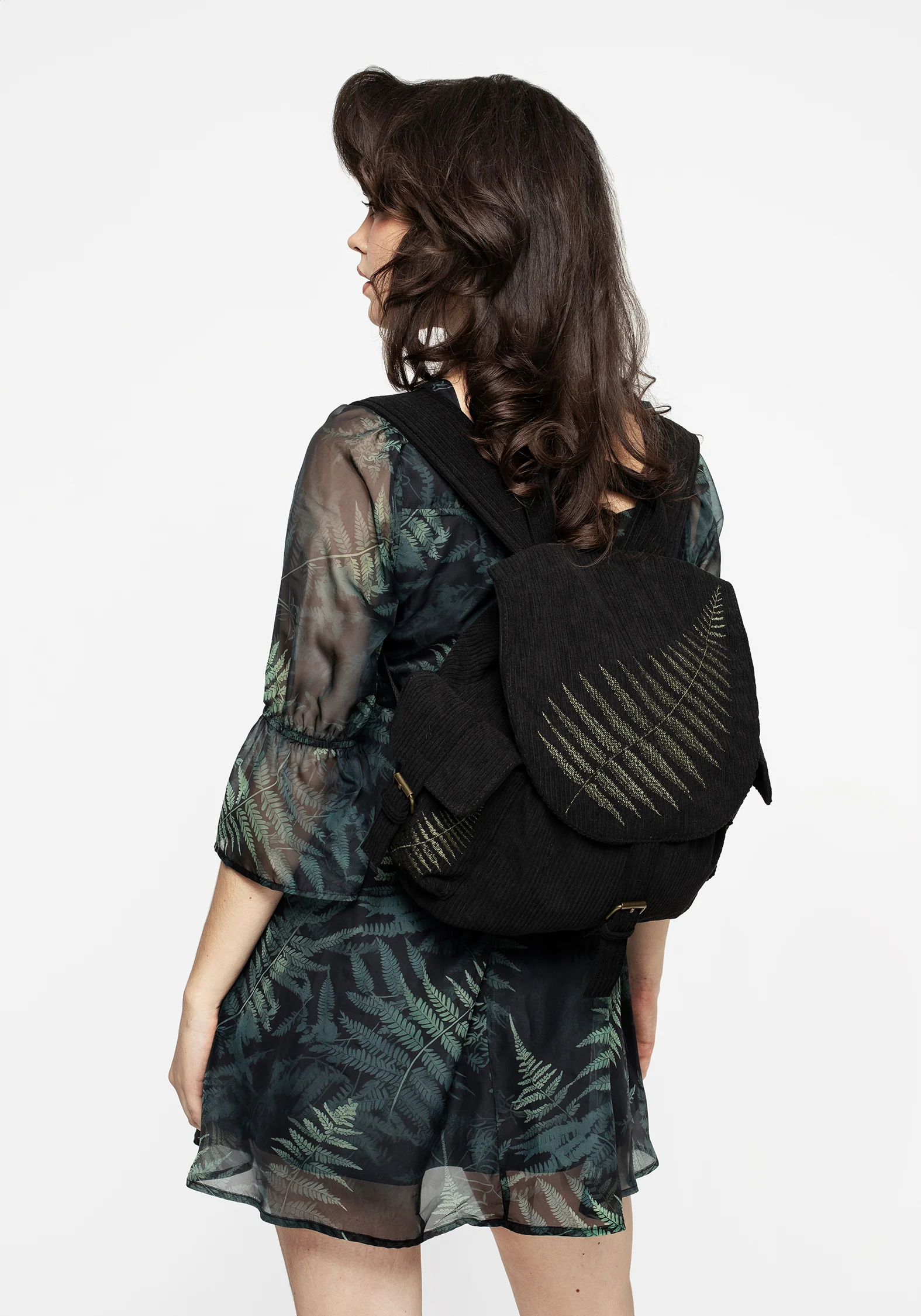 Fern Embroidered Satchel Backpack - Image 3