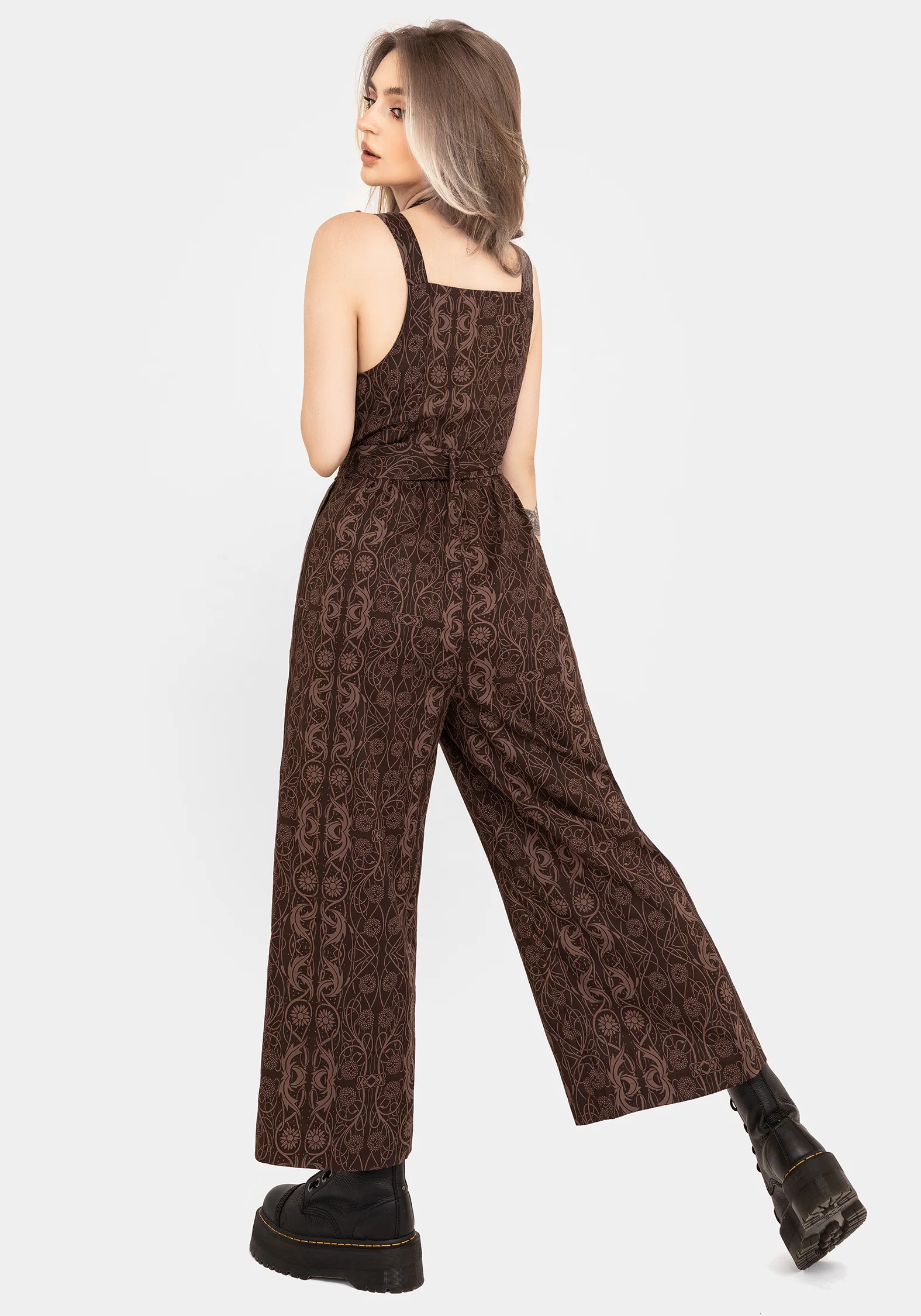 Fianna Wide Leg Jumpsuit - Brown - Image 3