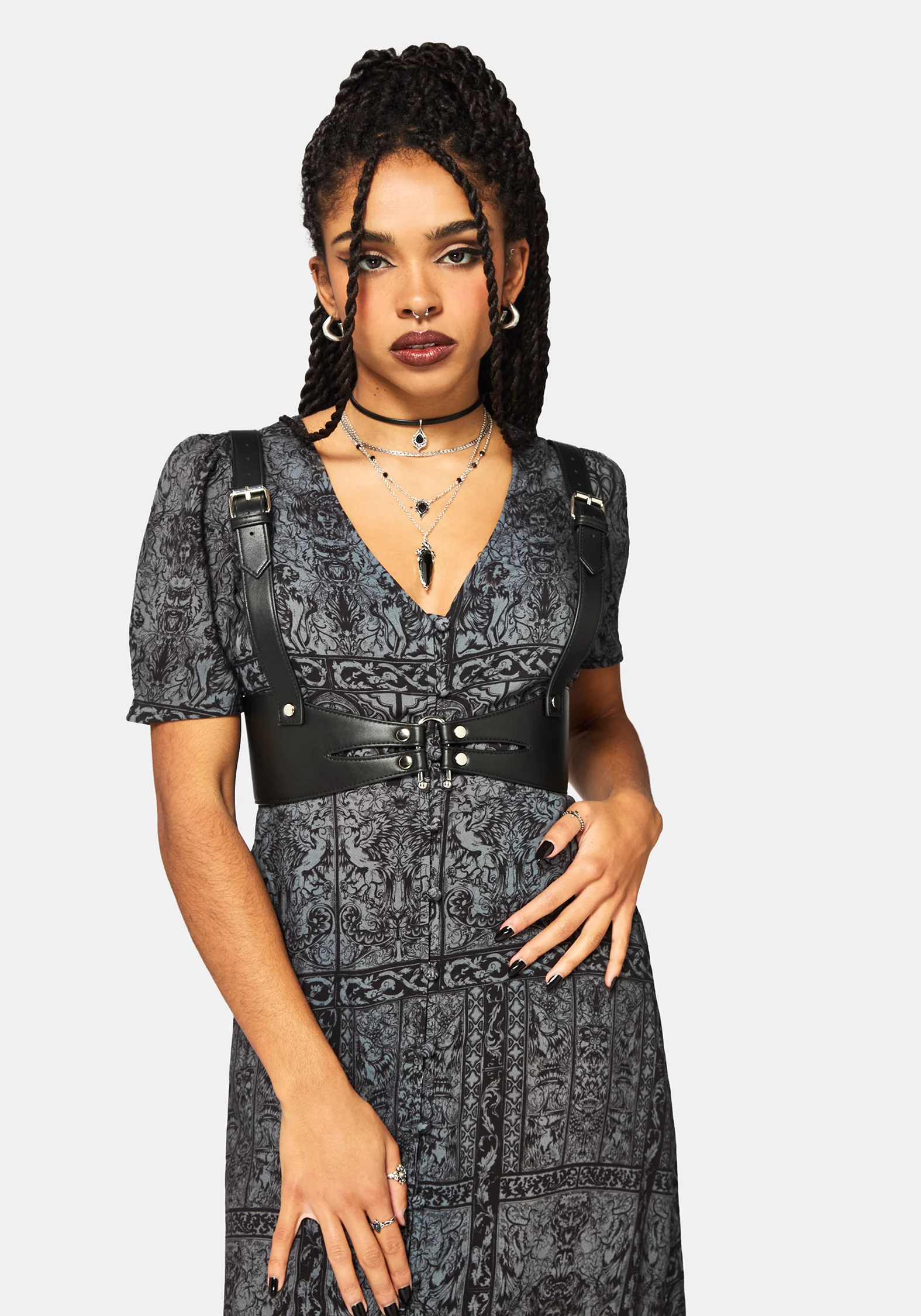 Fracture Cathedral Print Button Down Midi Dress - Image 4