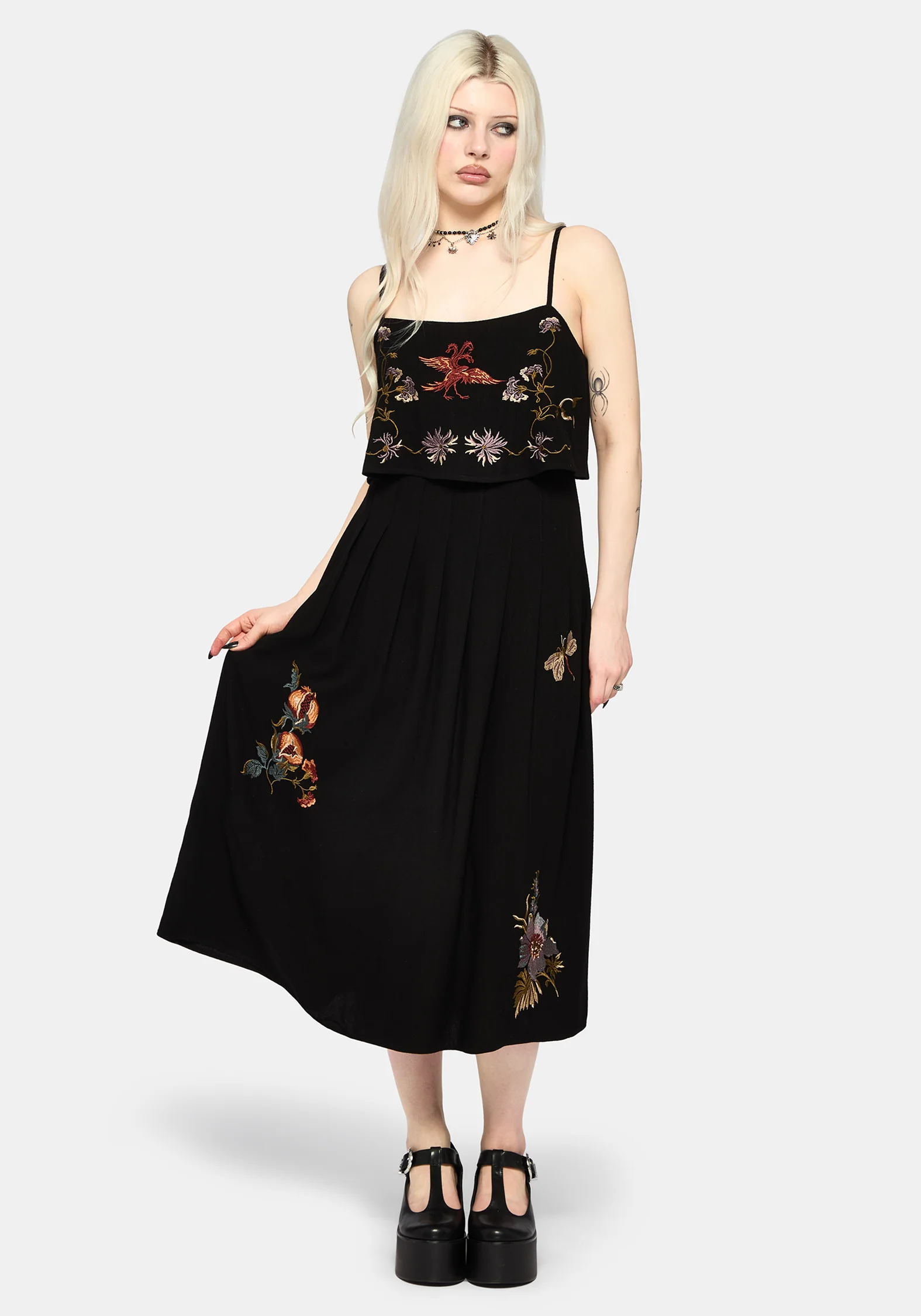 Genevra Embroidered Overlay Midi Dress