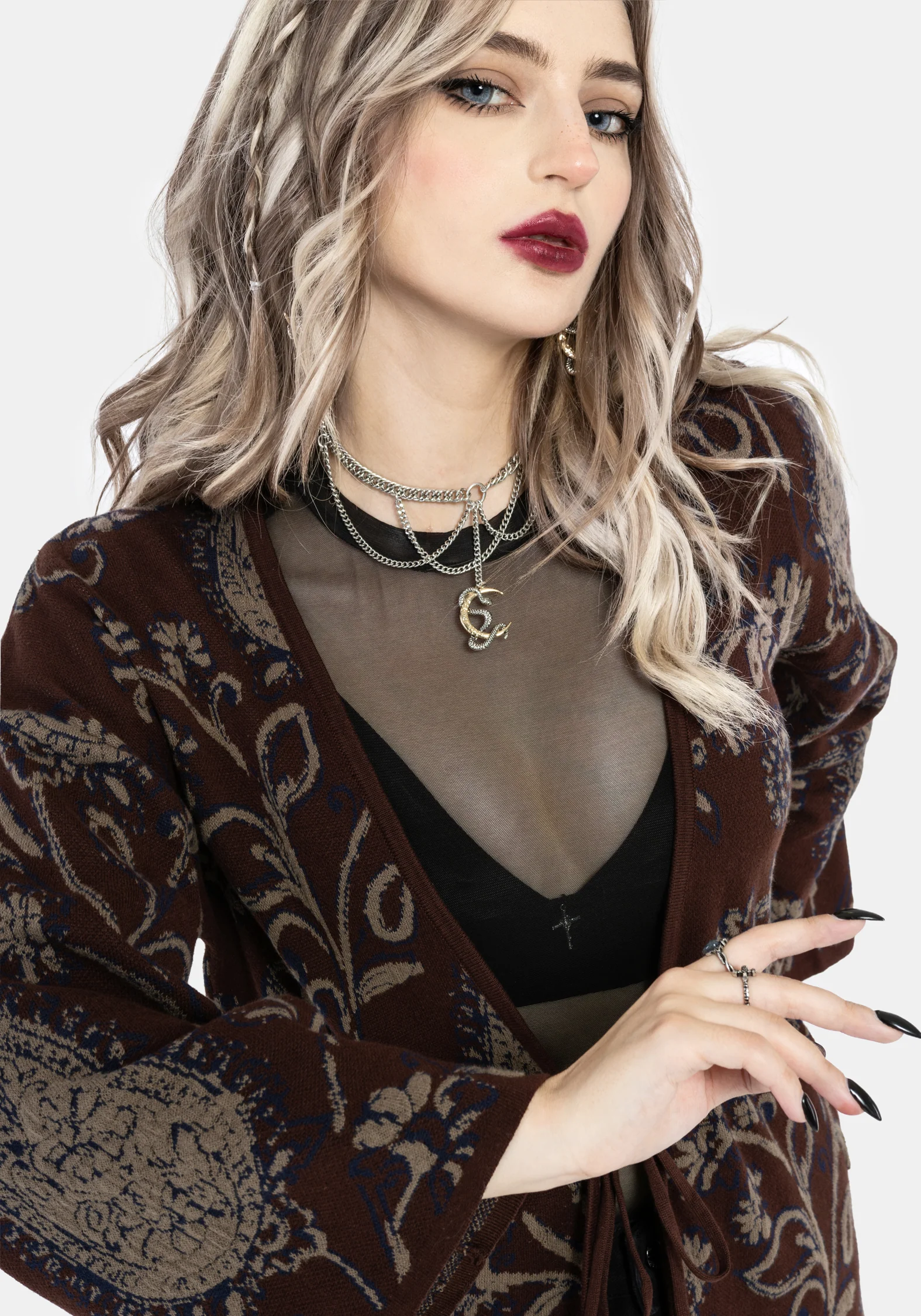 Gillian Cotton Paisley Knit Kimono - Image 2