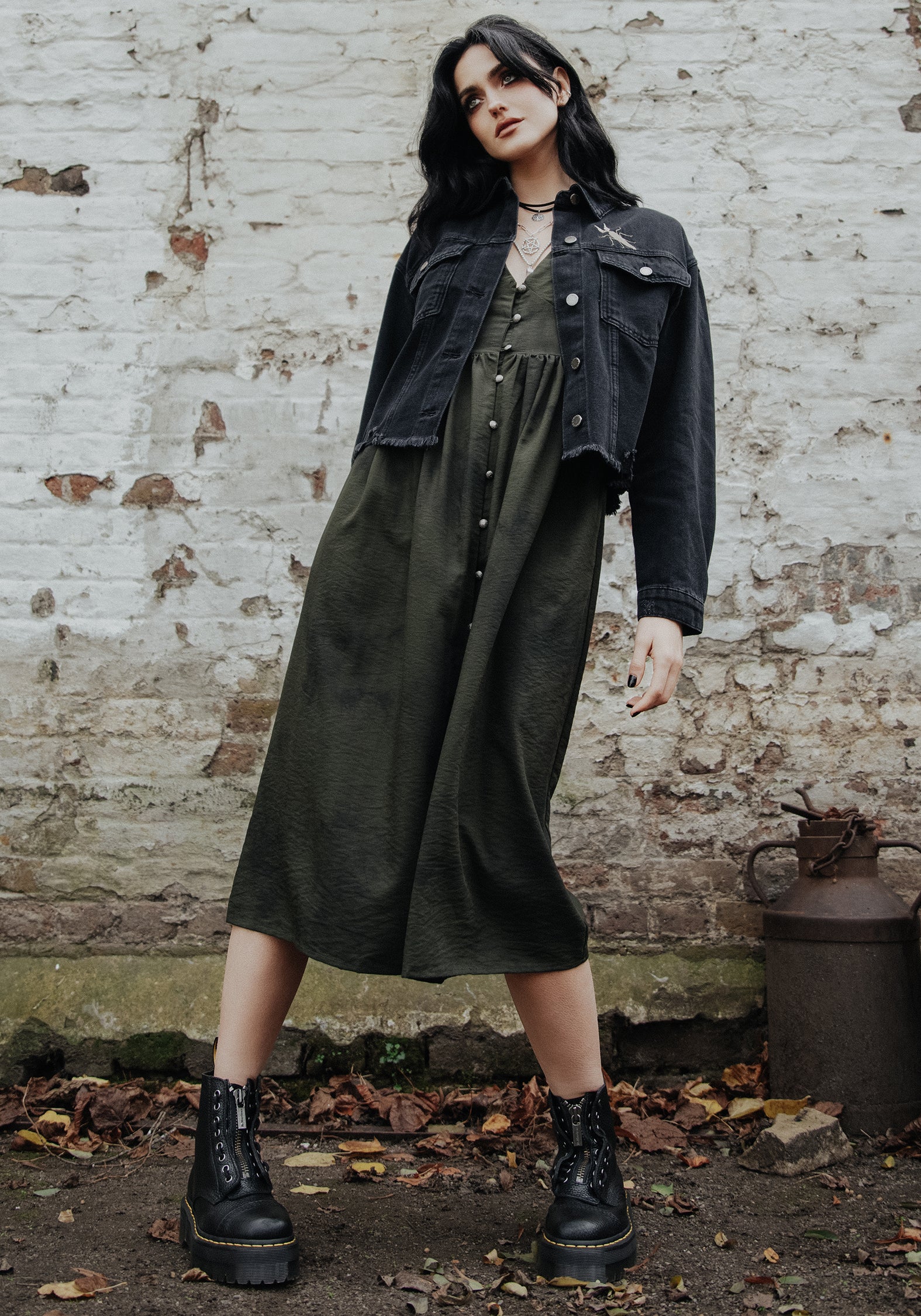 Gladys Button Up Midi Dress - Green - Image 7