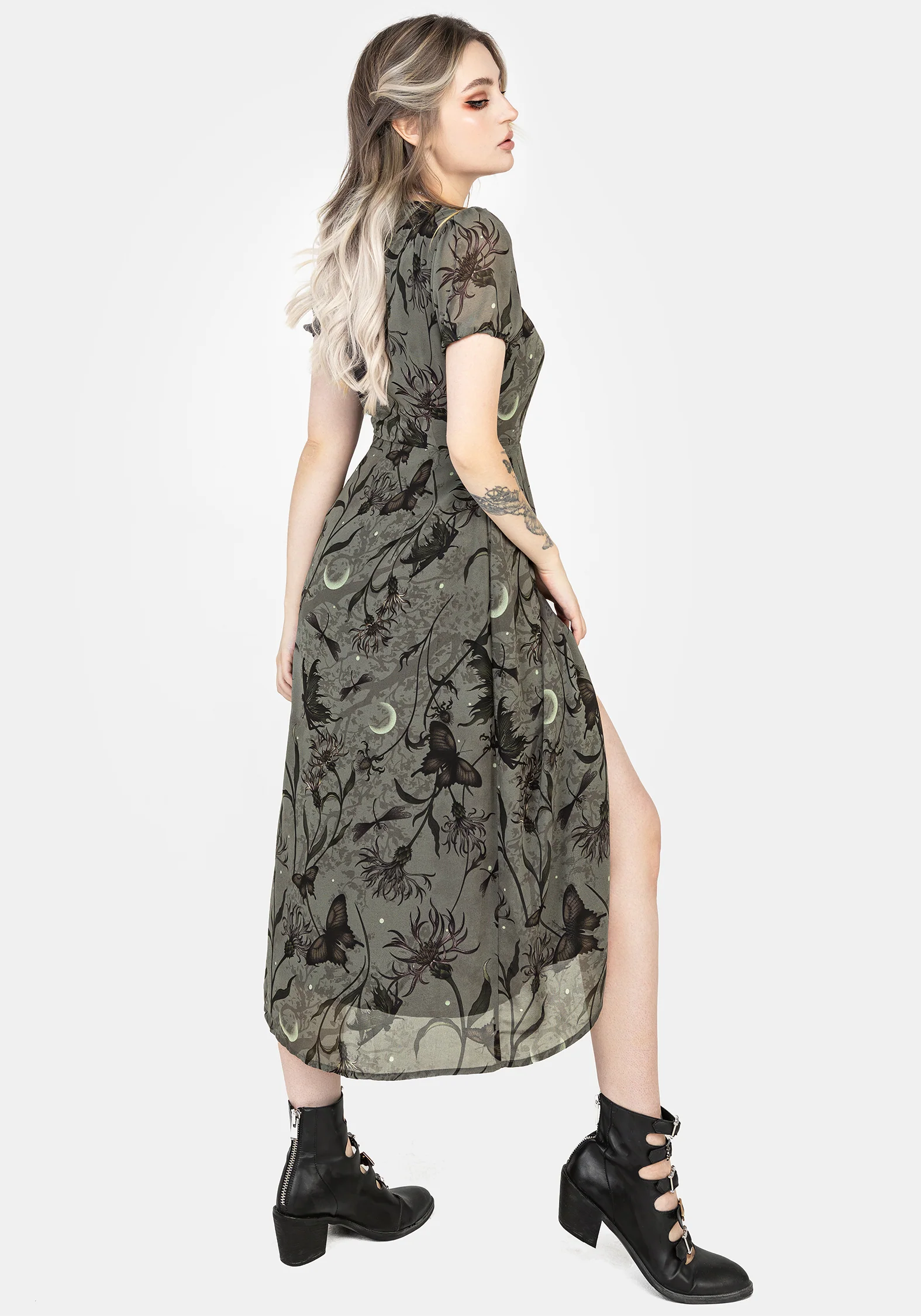 Gloriana Floral Print Chiffon Midaxi Wrap Dress - Image 3