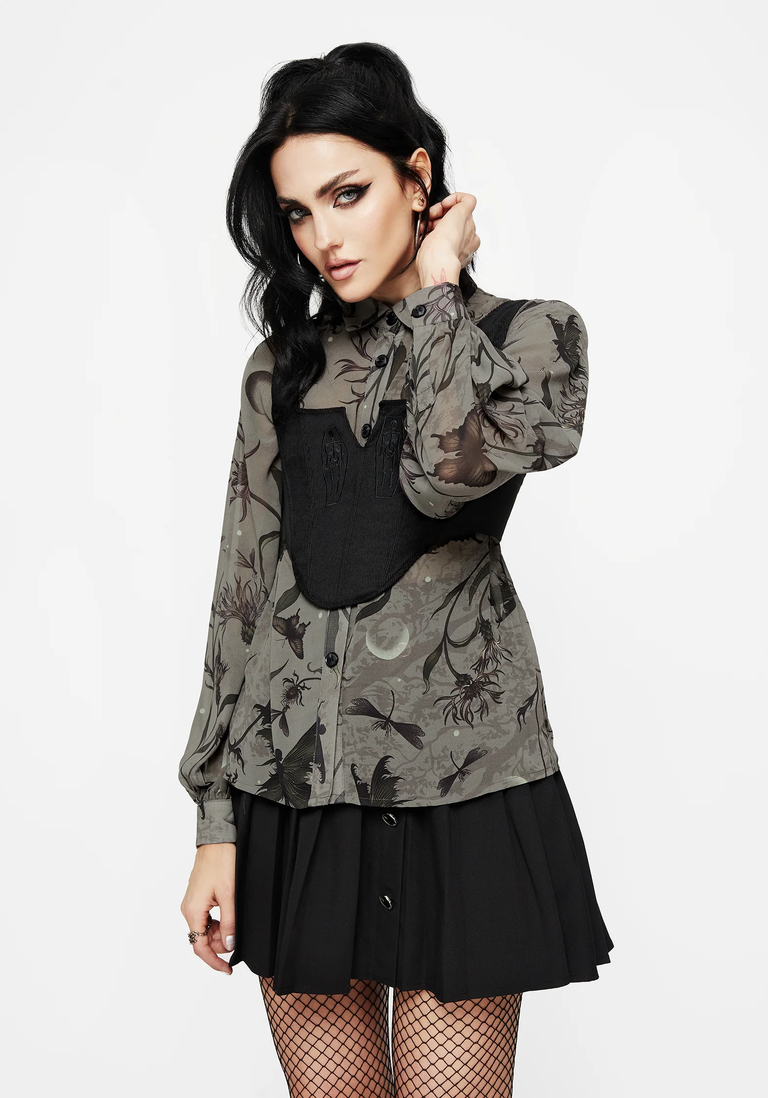 Gloriana Floral Print Chiffon Shirt - Image 5