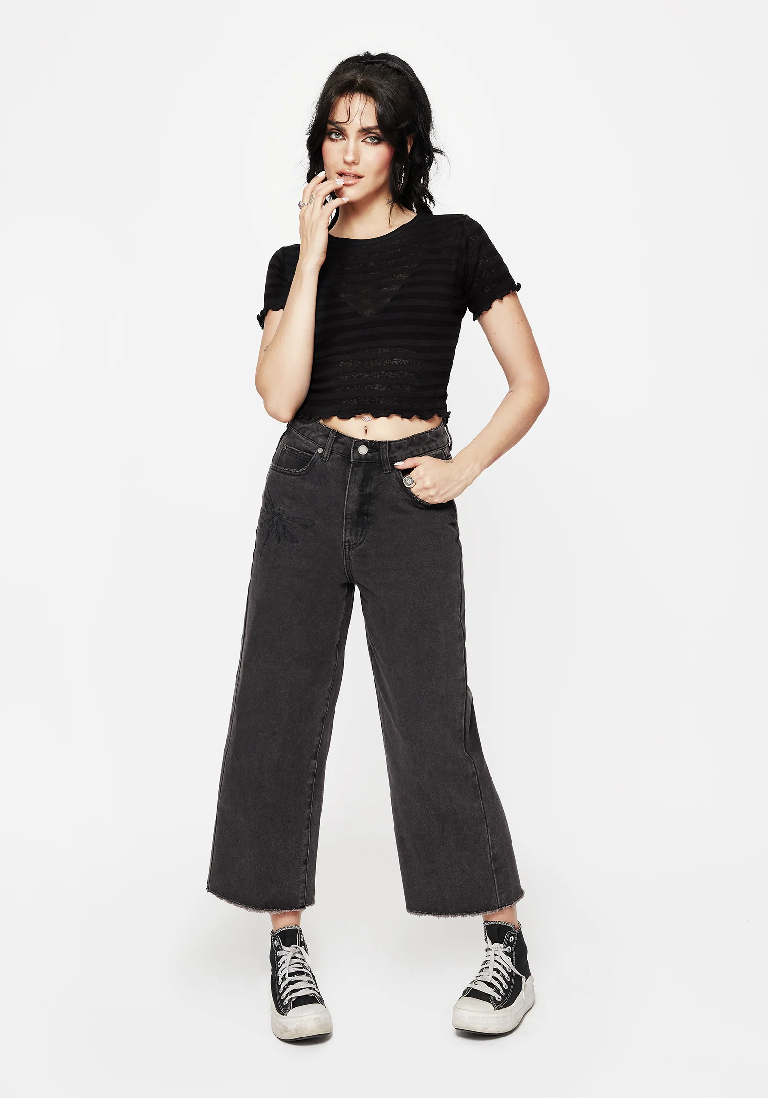 Gomez Lettuce Hem Jersey Crop Tee - Image 4