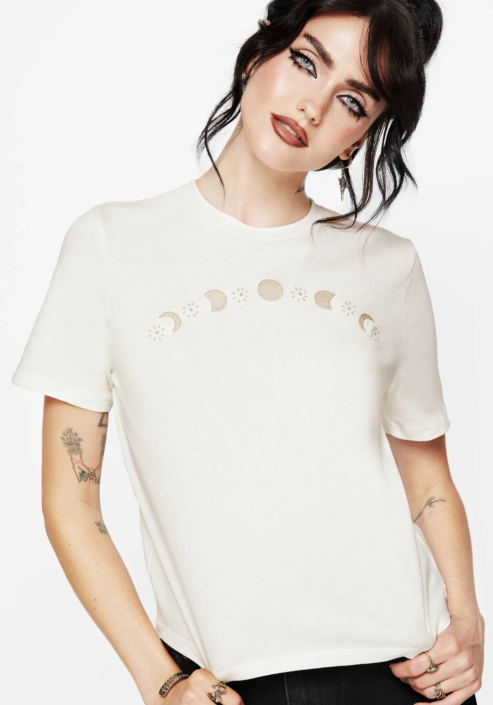 Griffinfly Cotton Embroidered Jersey Cropped T-Shirt - Image 4