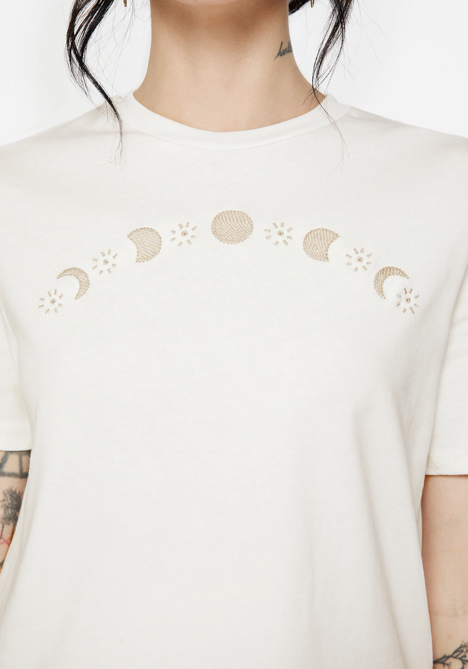 Griffinfly Cotton Embroidered Jersey Cropped T-Shirt - Image 5