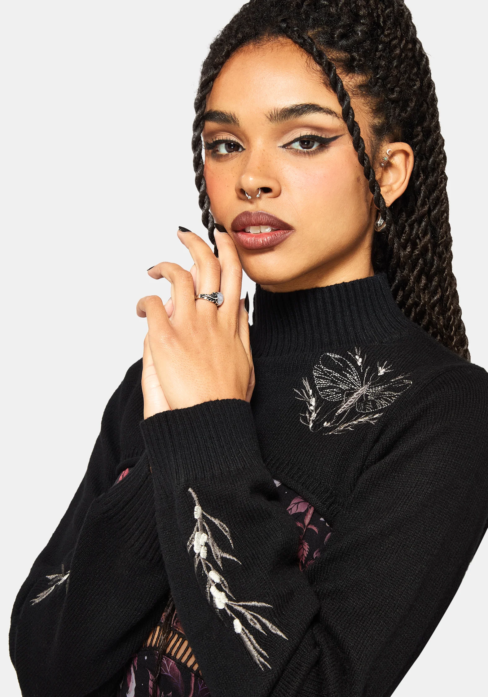 Griffinfly Embroidered Extreme Crop Knit Jumper - Image 2