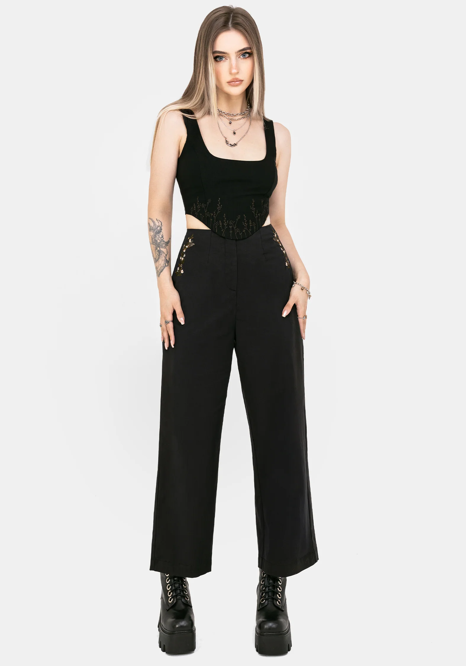 Harmony Embroidered Cropped Trouser - Image 4