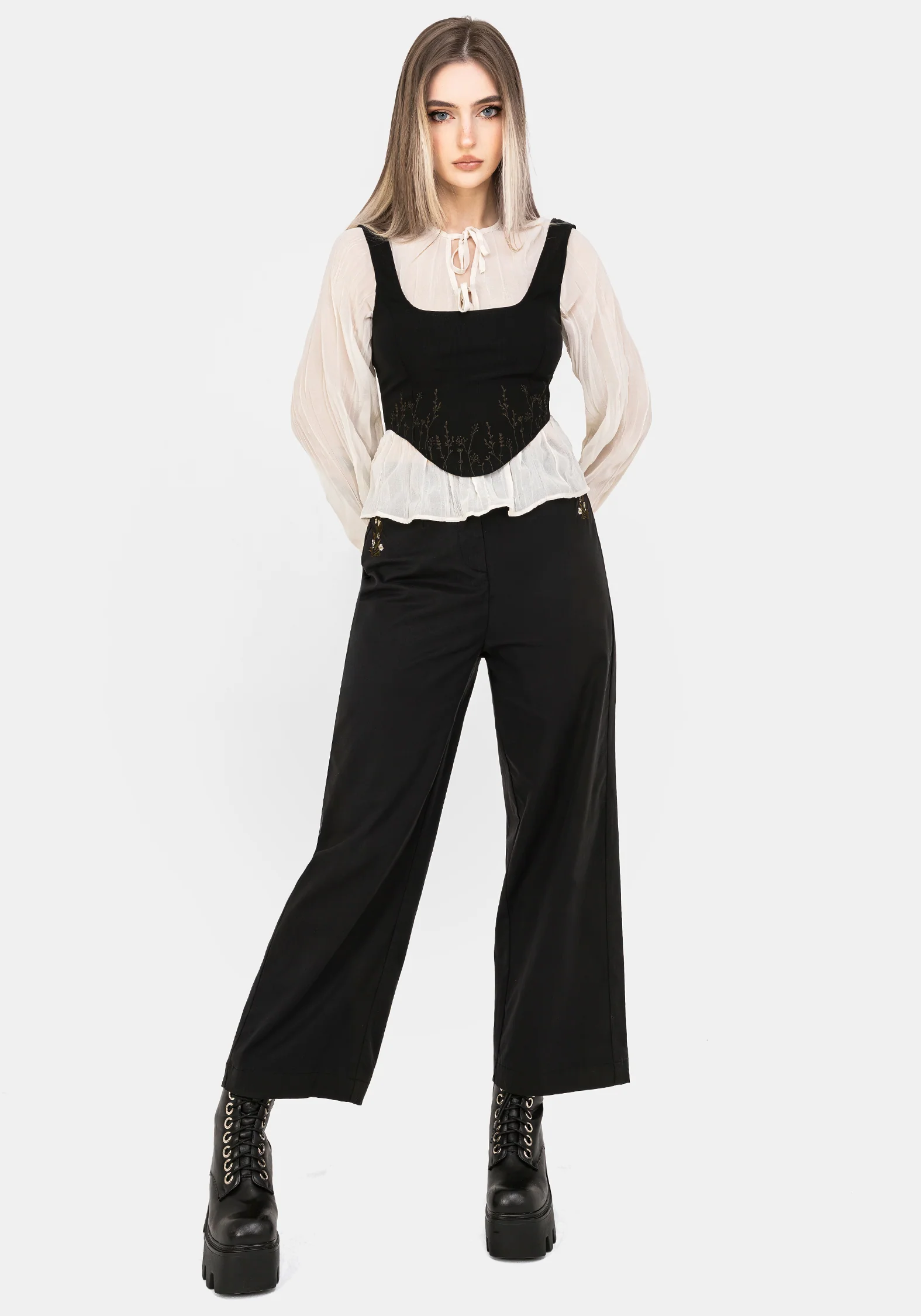 Harmony Embroidered Cropped Trouser - Image 7