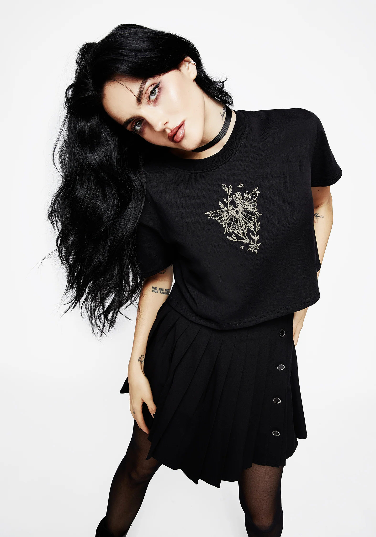 Hawkmoth Graphic Print Boxy Crop Tee - Image 5