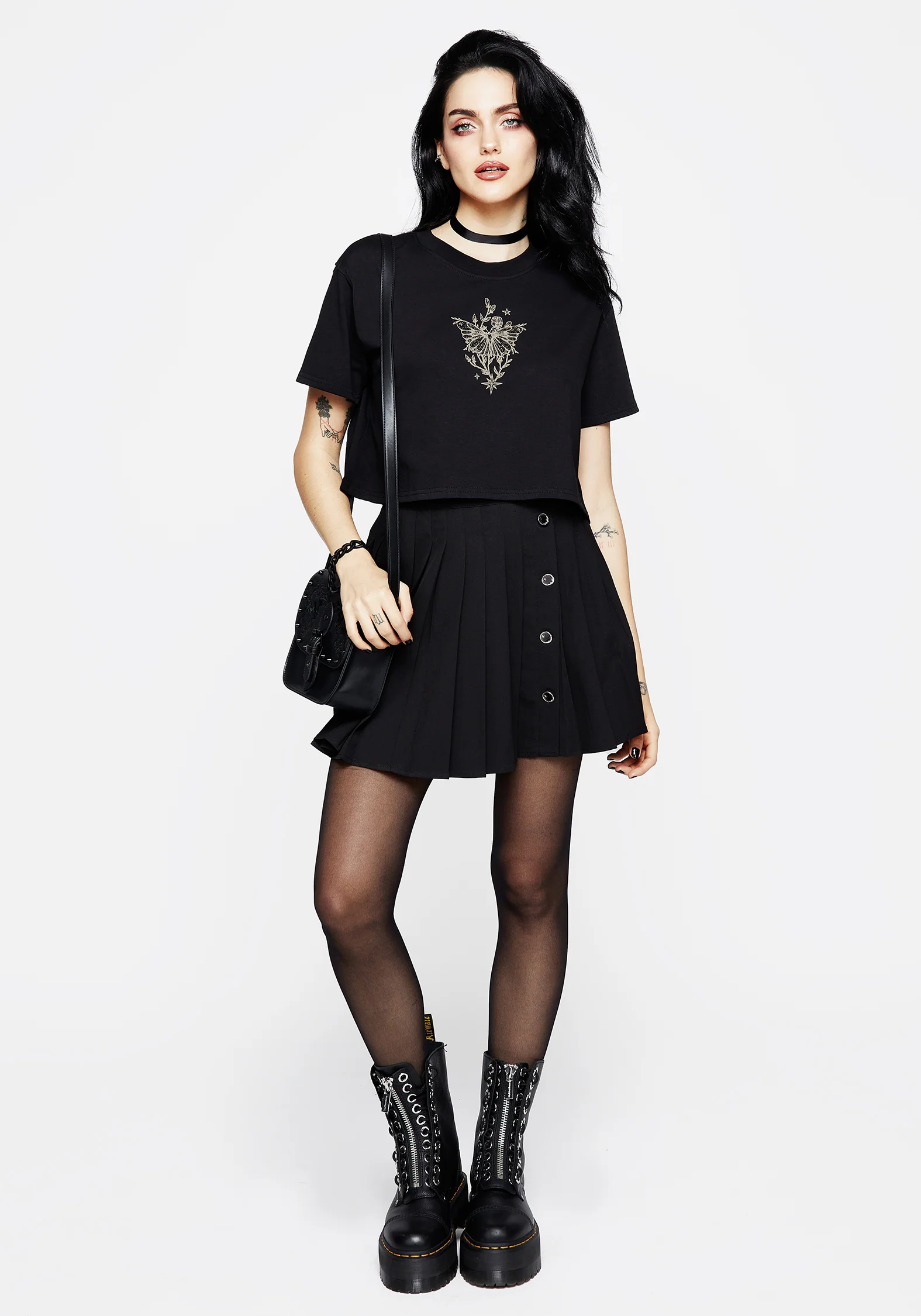Hawkmoth Graphic Print Boxy Crop Tee - Image 6