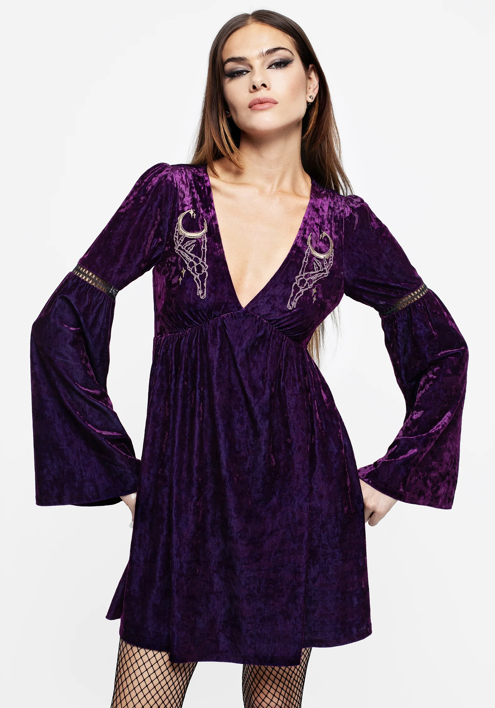Heartache Crushed Velour Lace Mini Dress - Image 6