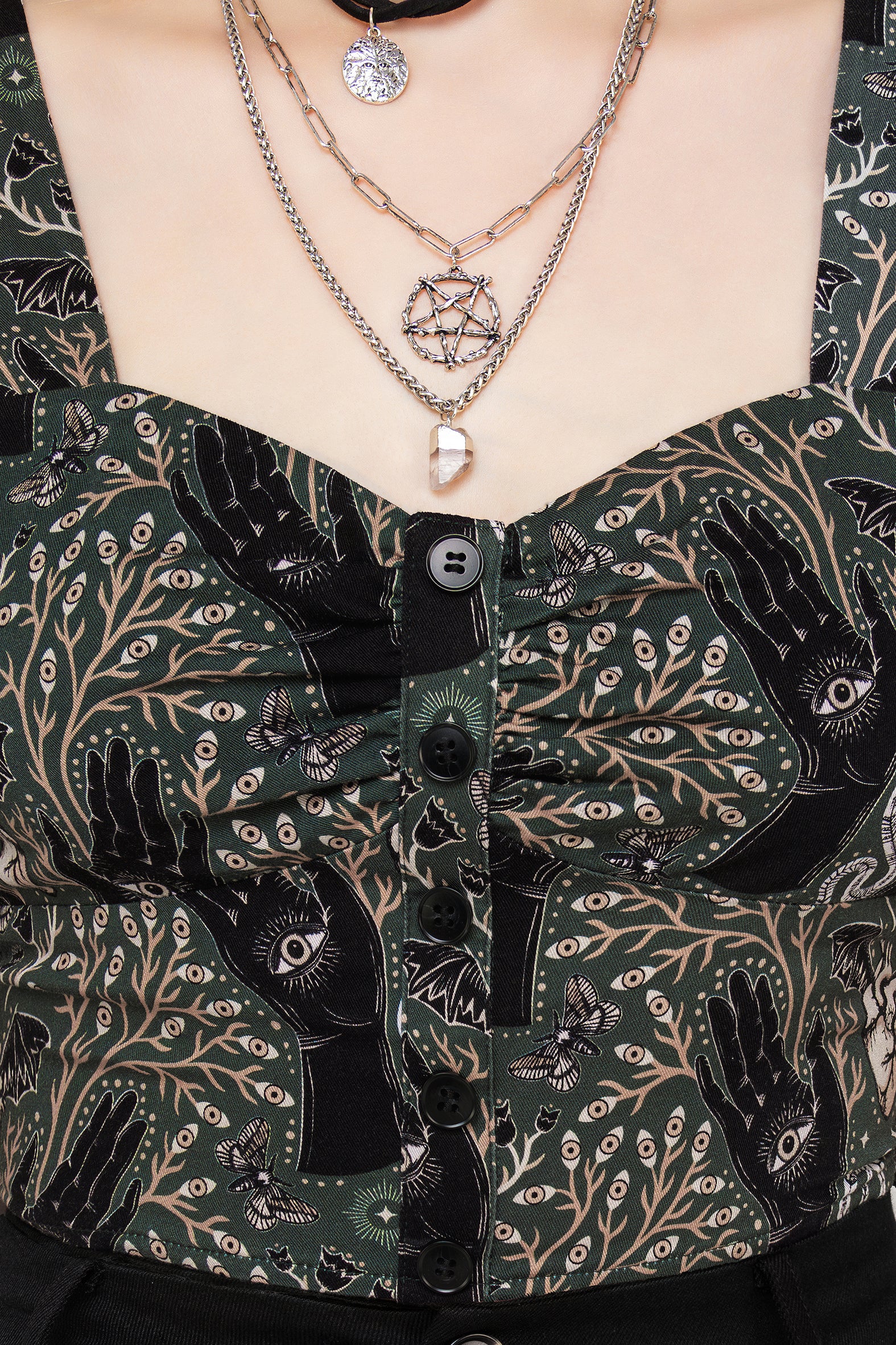 Hemlock Button Up Crop Top - Green - Image 2
