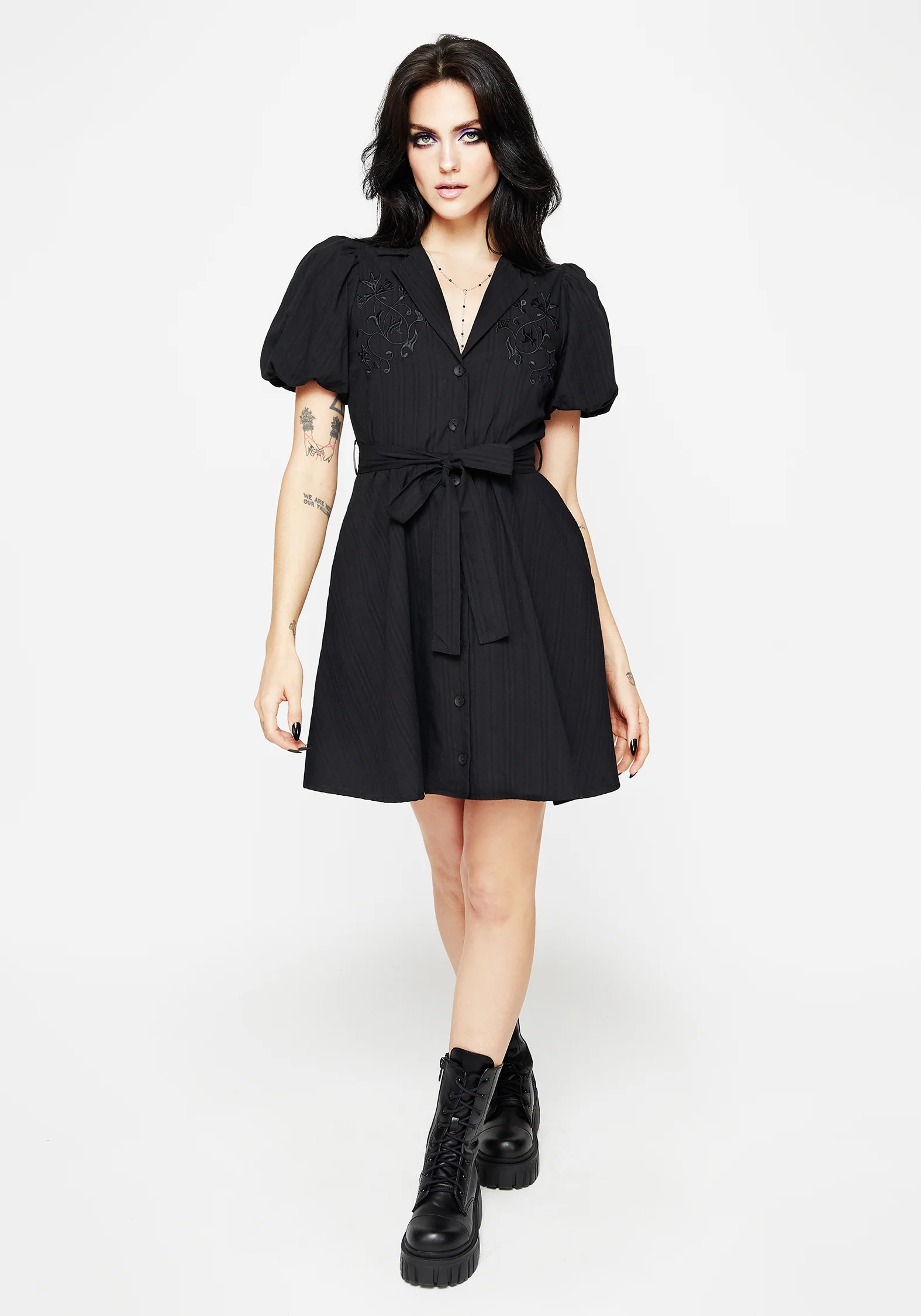 Herbalist Embroidered Mini Shirt Dress - Image 4