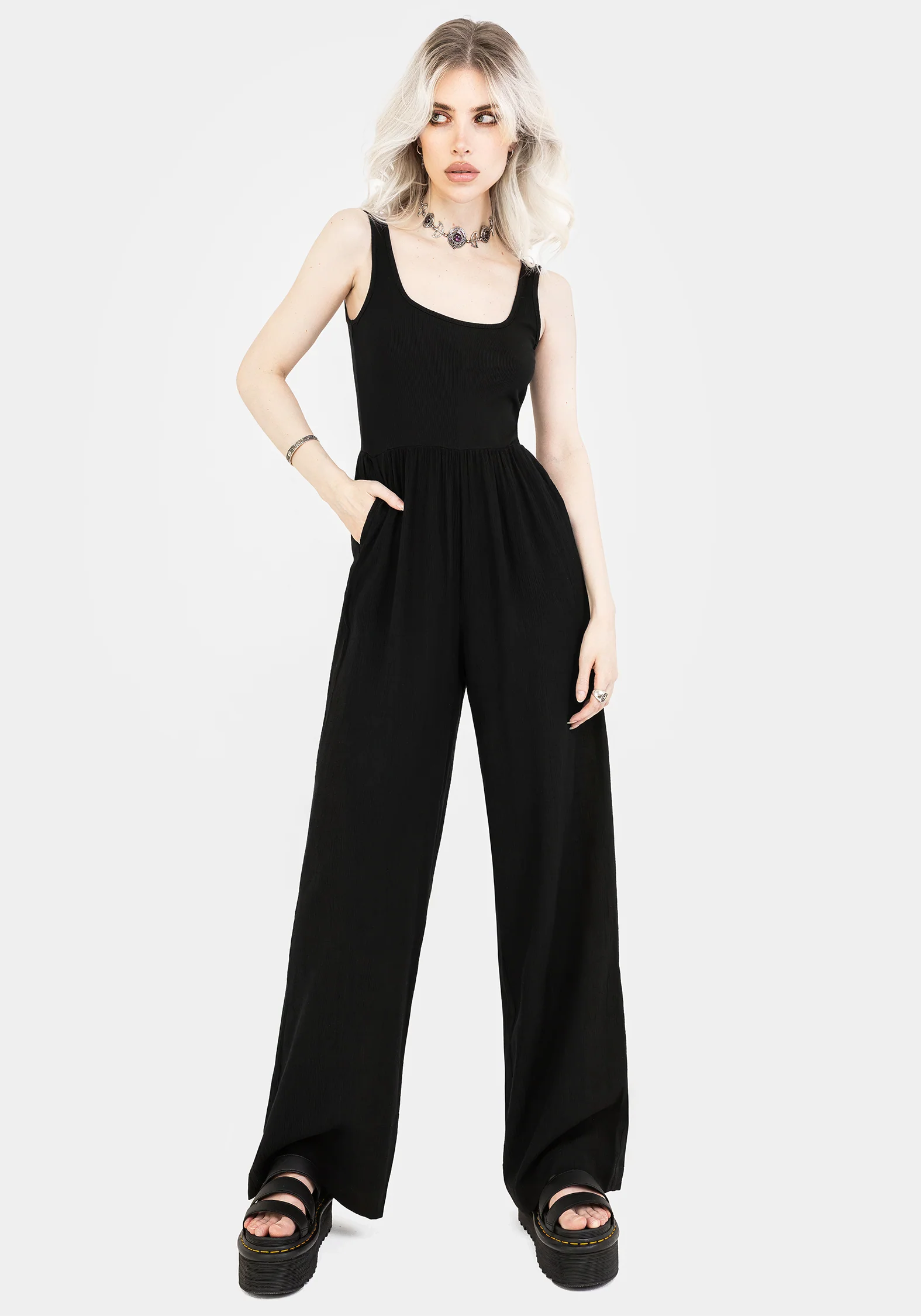 Herne Contrast Wide Leg Jumpsuit - Image 5