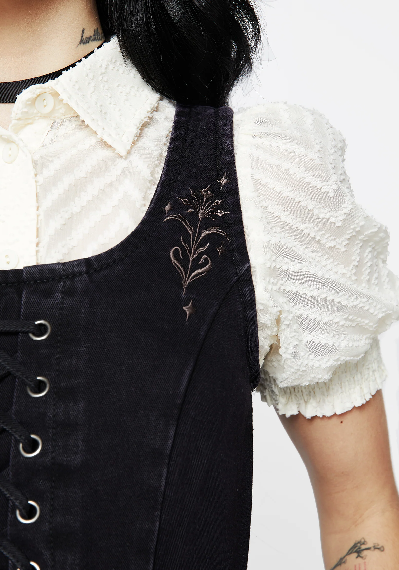Hester Embroidered Lace Up Corset Mini Dress - Image 7