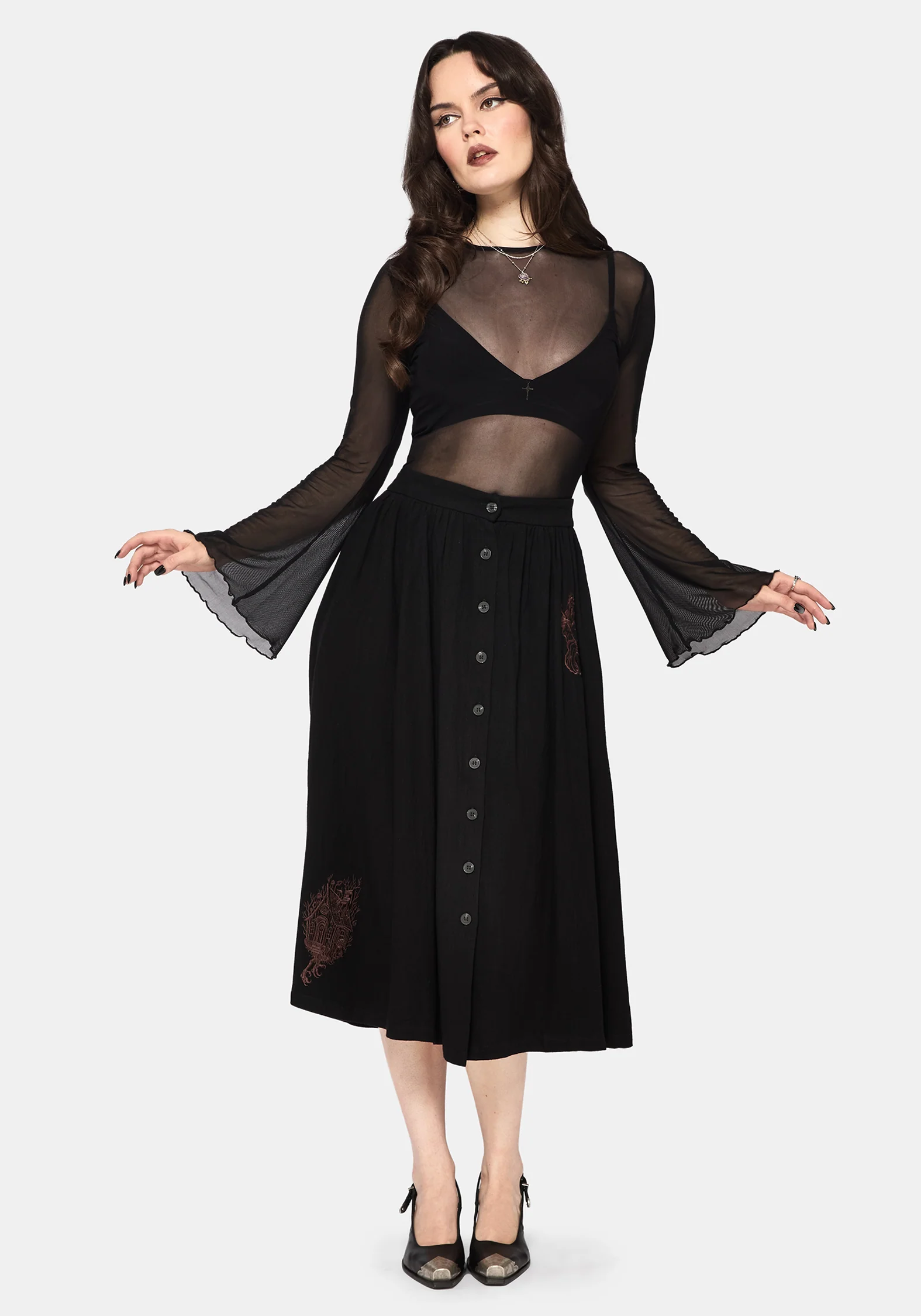 Hexborn Baba Yaga Embroidered Midi Skirt - Image 4