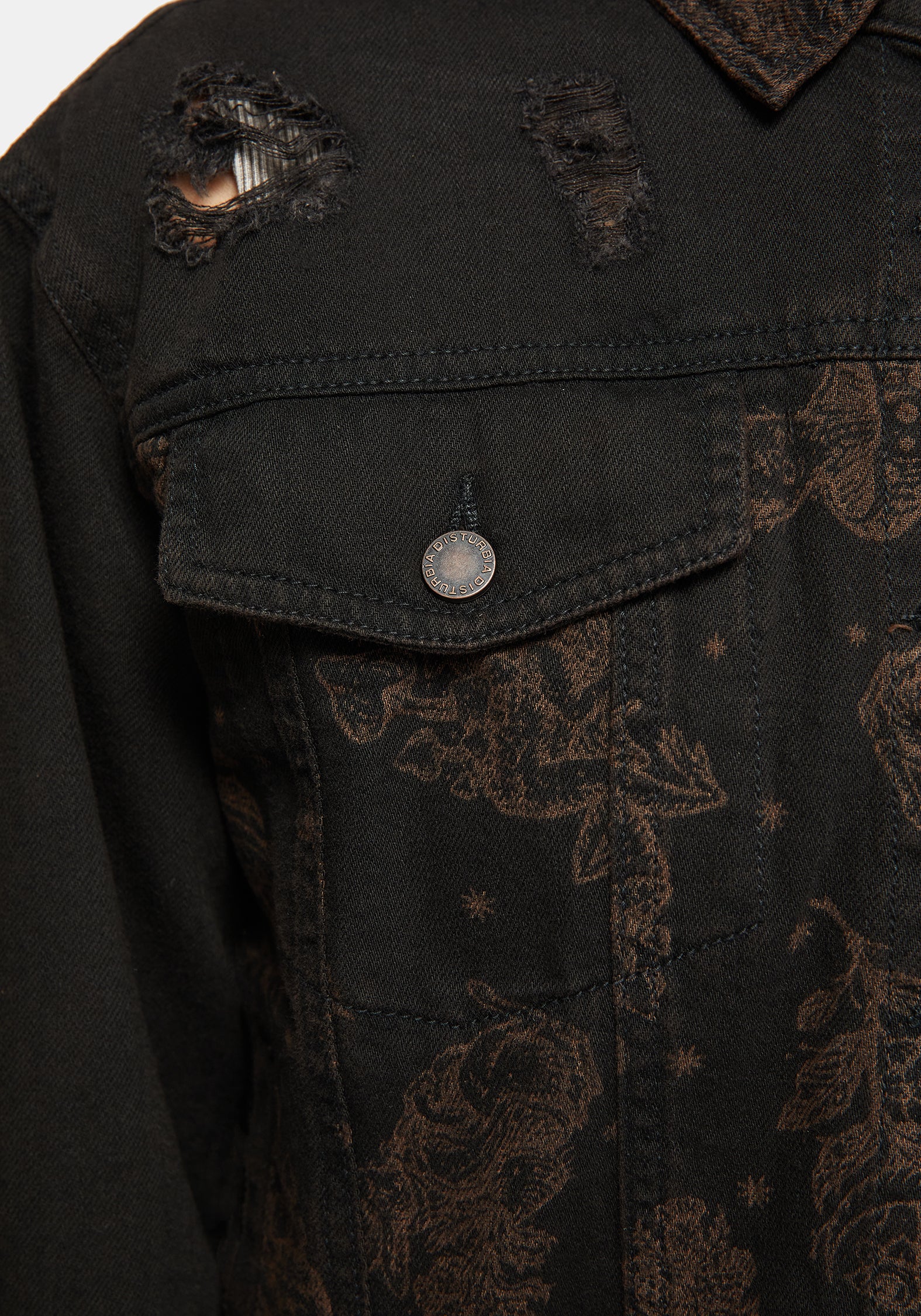 Hexborn Baba Yaga Printed Spliced Denim Jacket - Image 2
