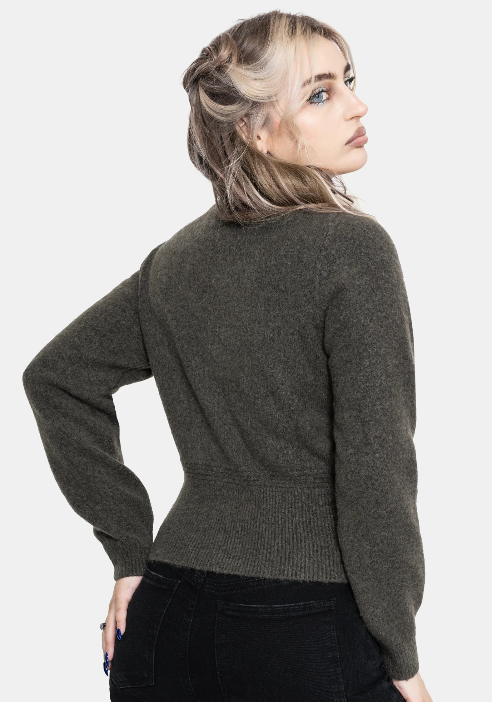 Hexborn Baba Yaga V Neck Embroidered Knit Cardigan - Image 3