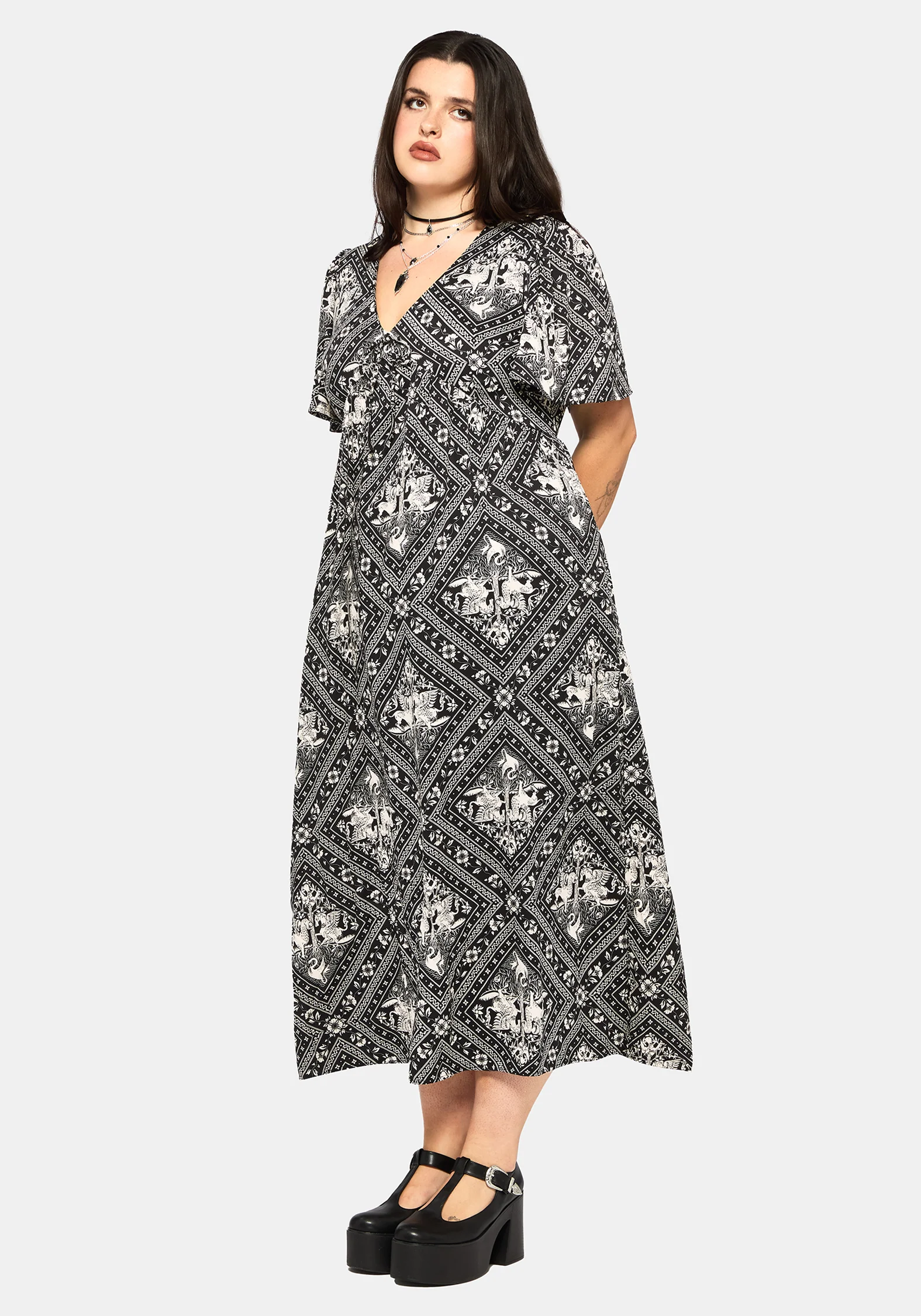 Hexweave Print Floaty Sleeve Maxi Dress - Image 7