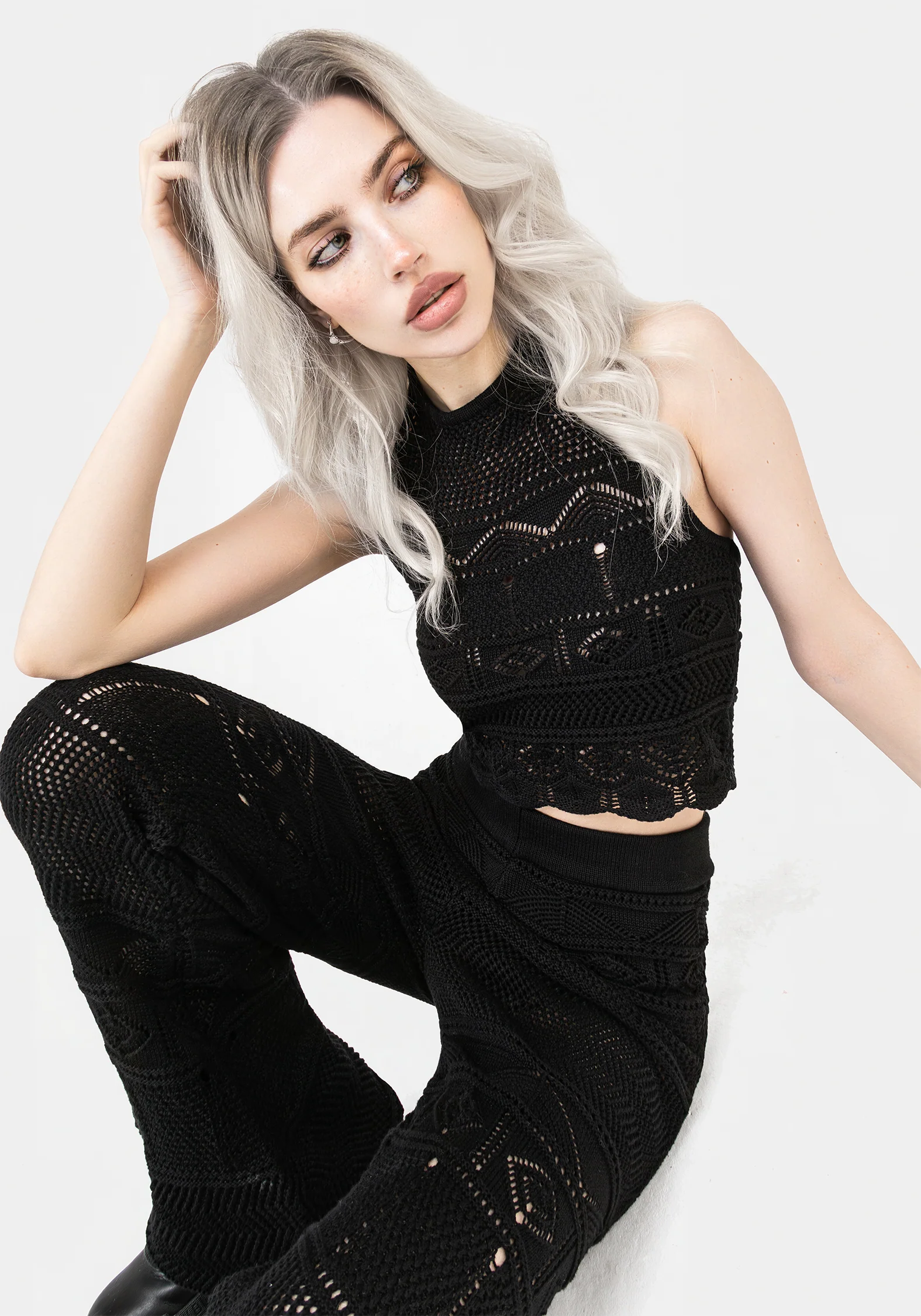 Hooked Pointelle Halter Crop Top - Image 5