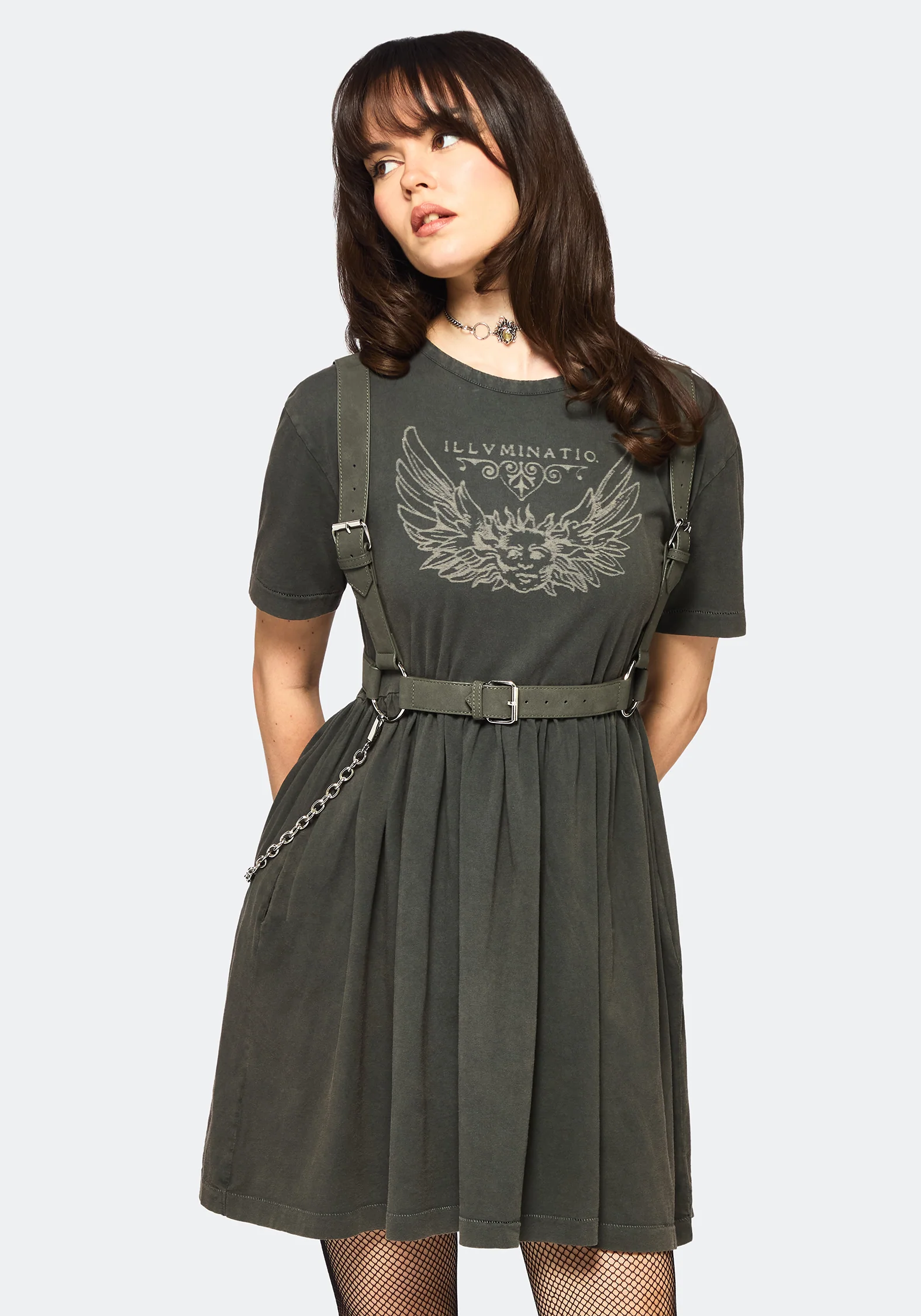 Illvminatio Bleach Graphic Cotton Mini Skater Dress - Image 5