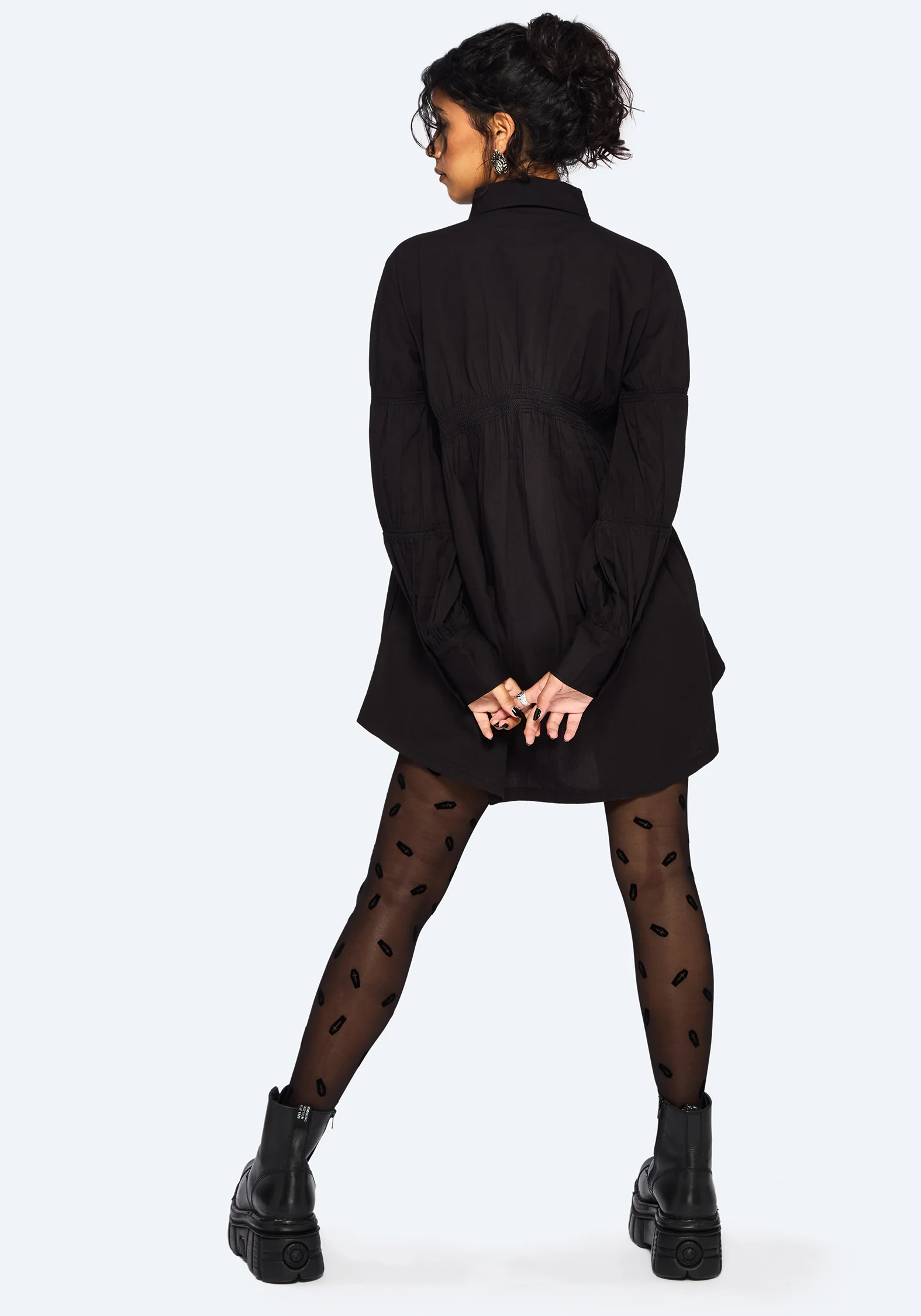 Incantation Cotton Blend Smocked Mini Shirt Dress - Image 3