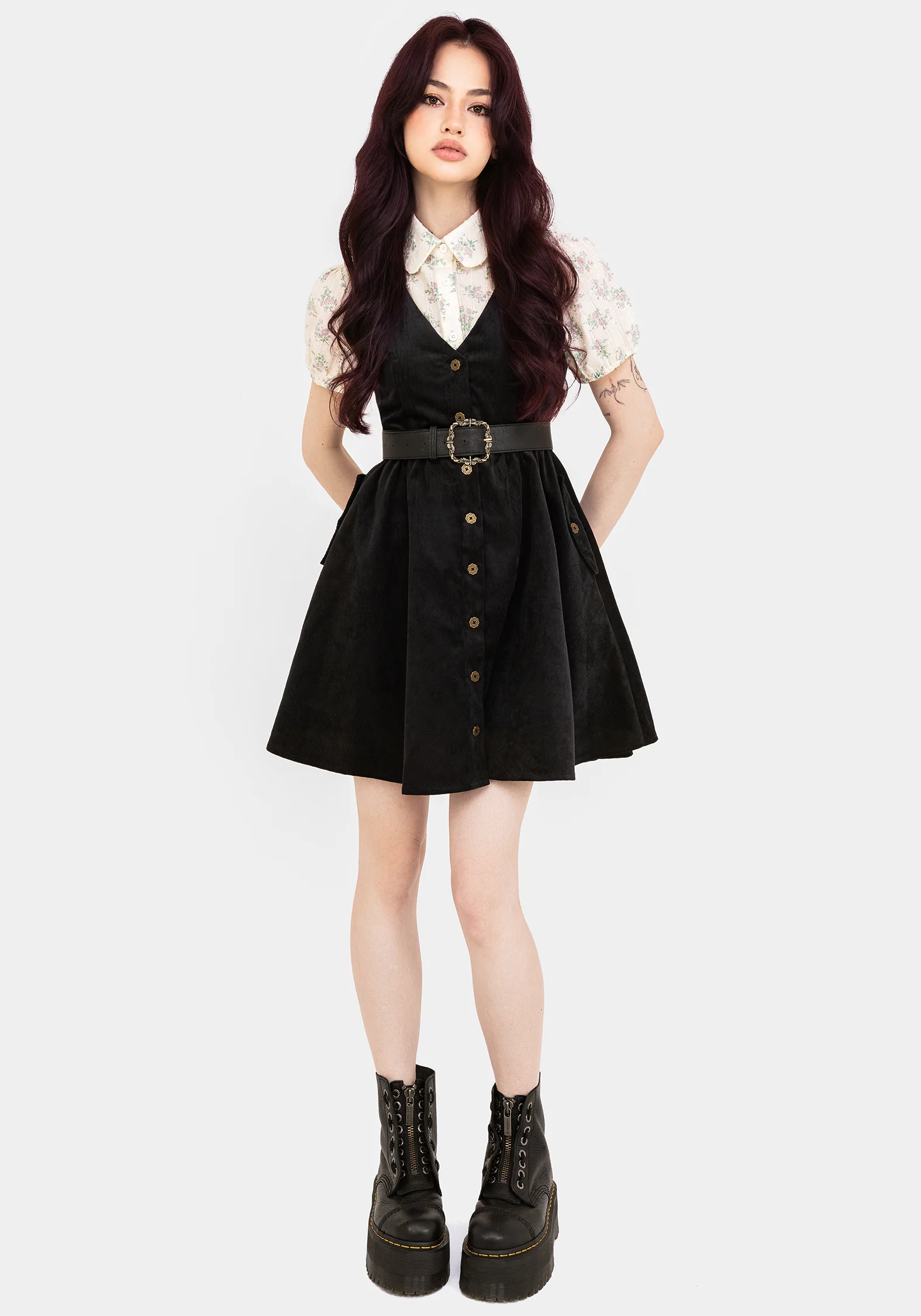 Iris Button Up Pinafore Mini Dress - Image 5