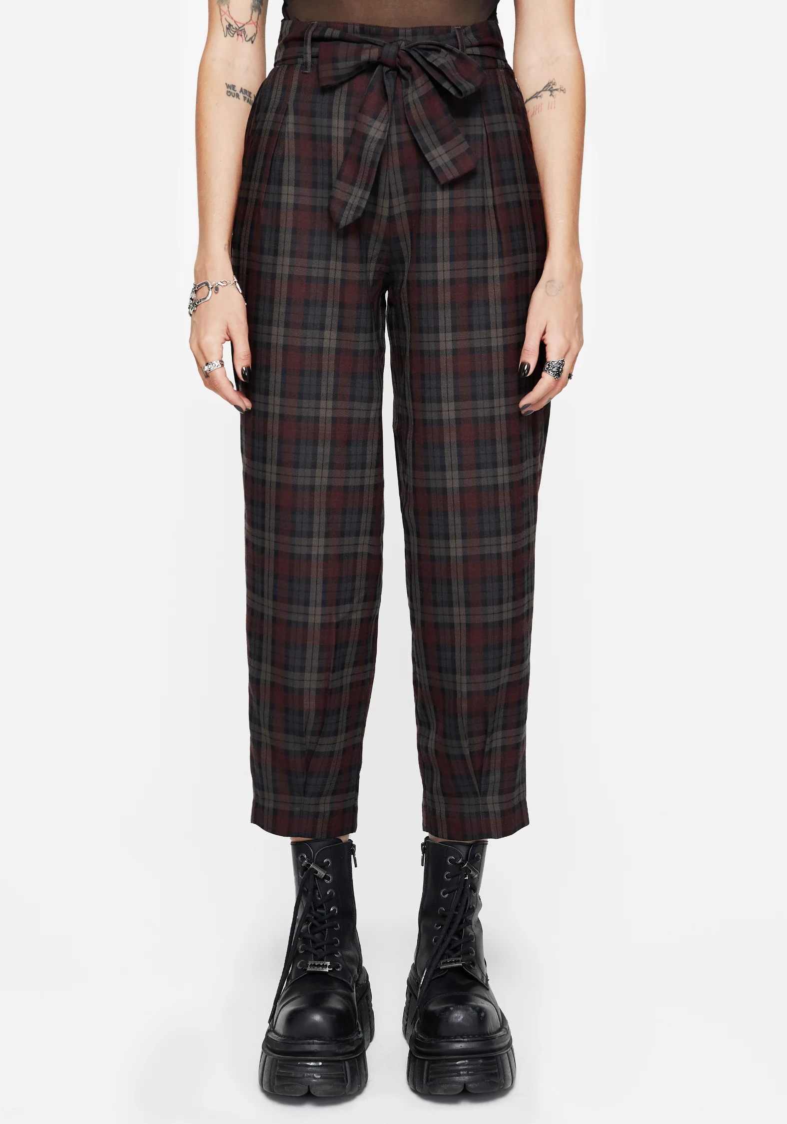 Kalma Check Tie Belt Tapered Trouser - Image 4
