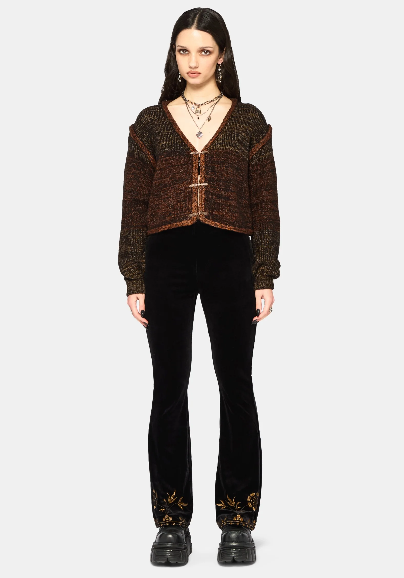 Kobra Velour Embroidered Flare Trouser - Image 6