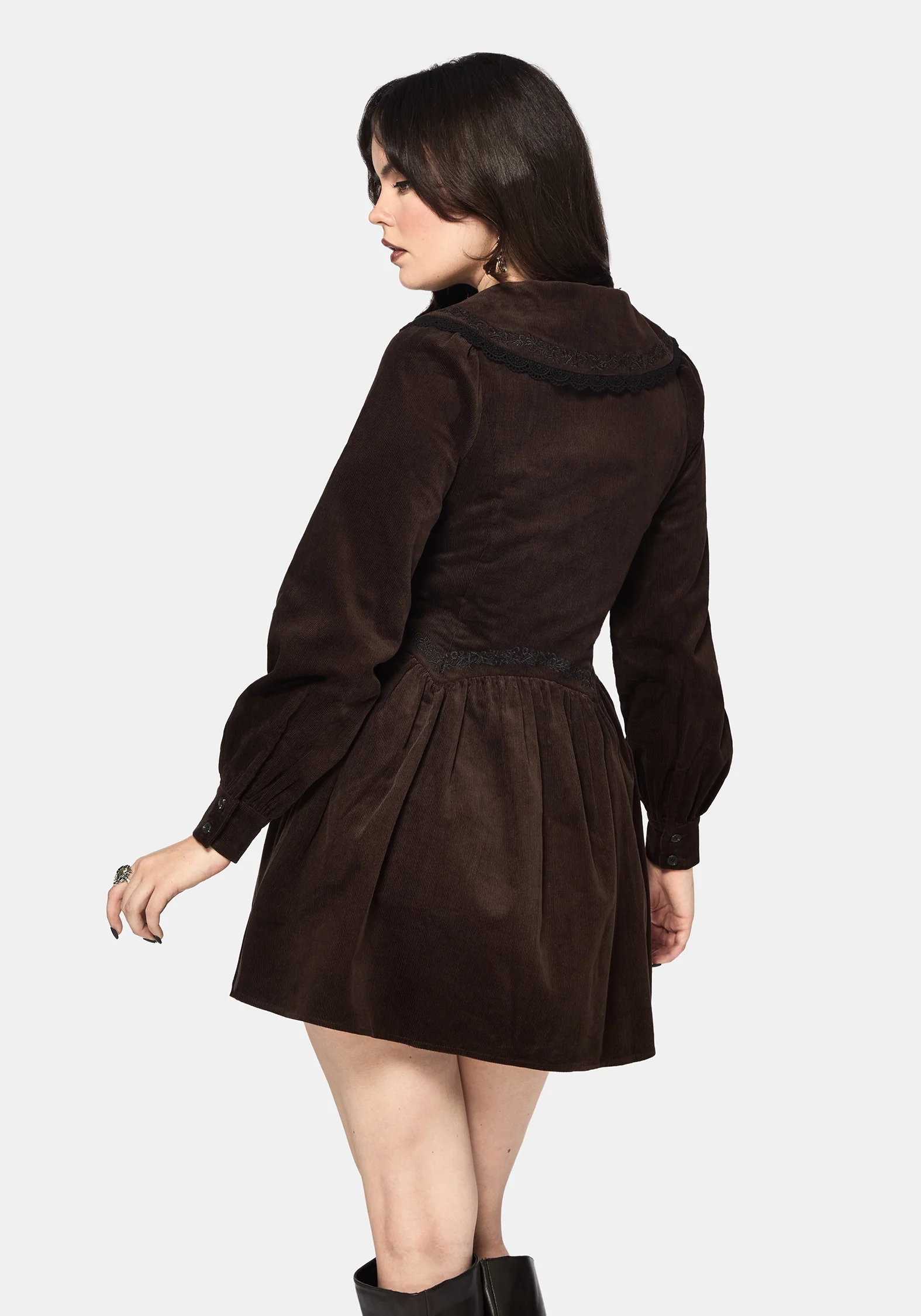 Kora Floral Embroidered Cord V Waist Mini Dress - Image 3