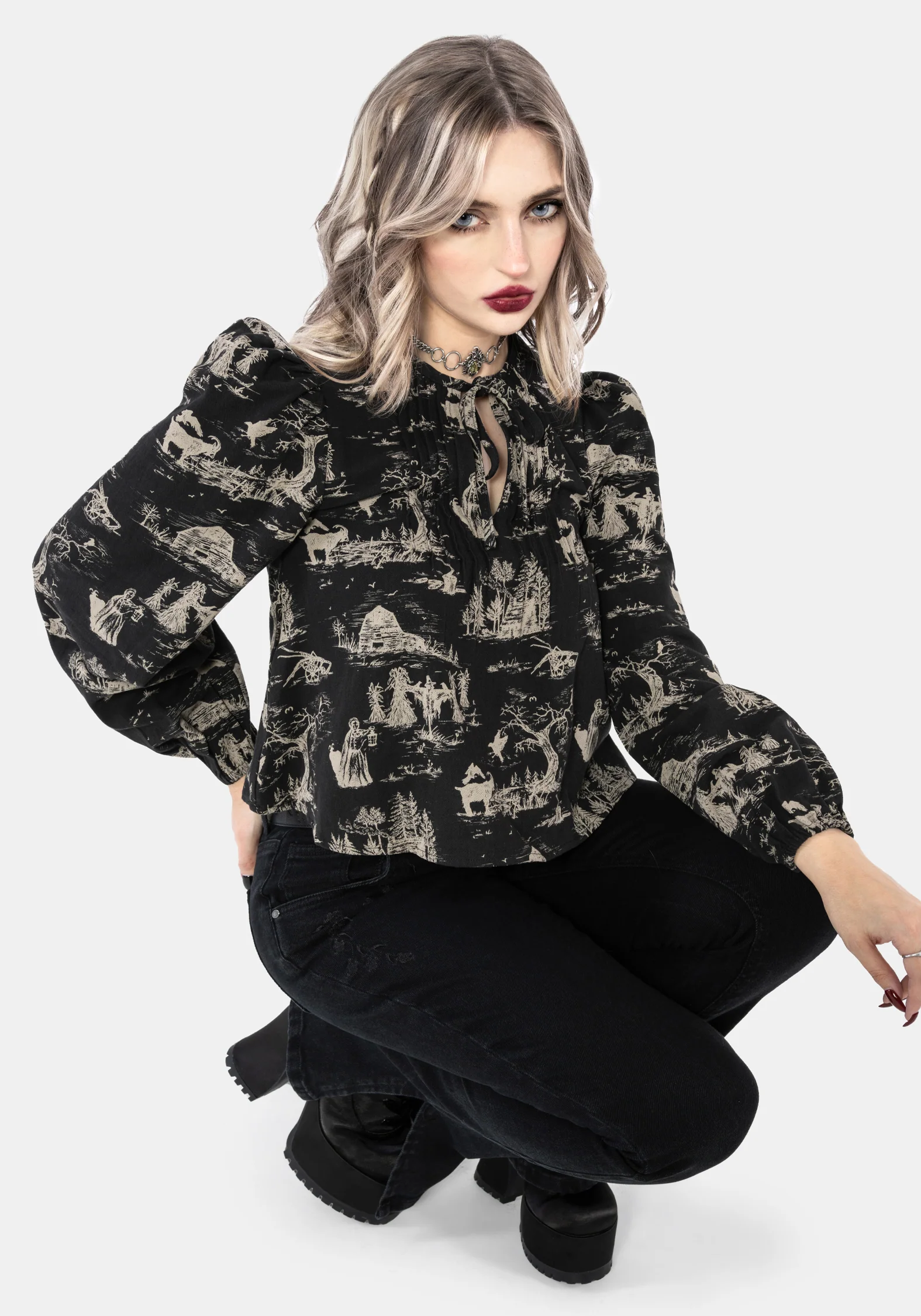 Lacelle Cotton Smock Print Blouse - Image 5