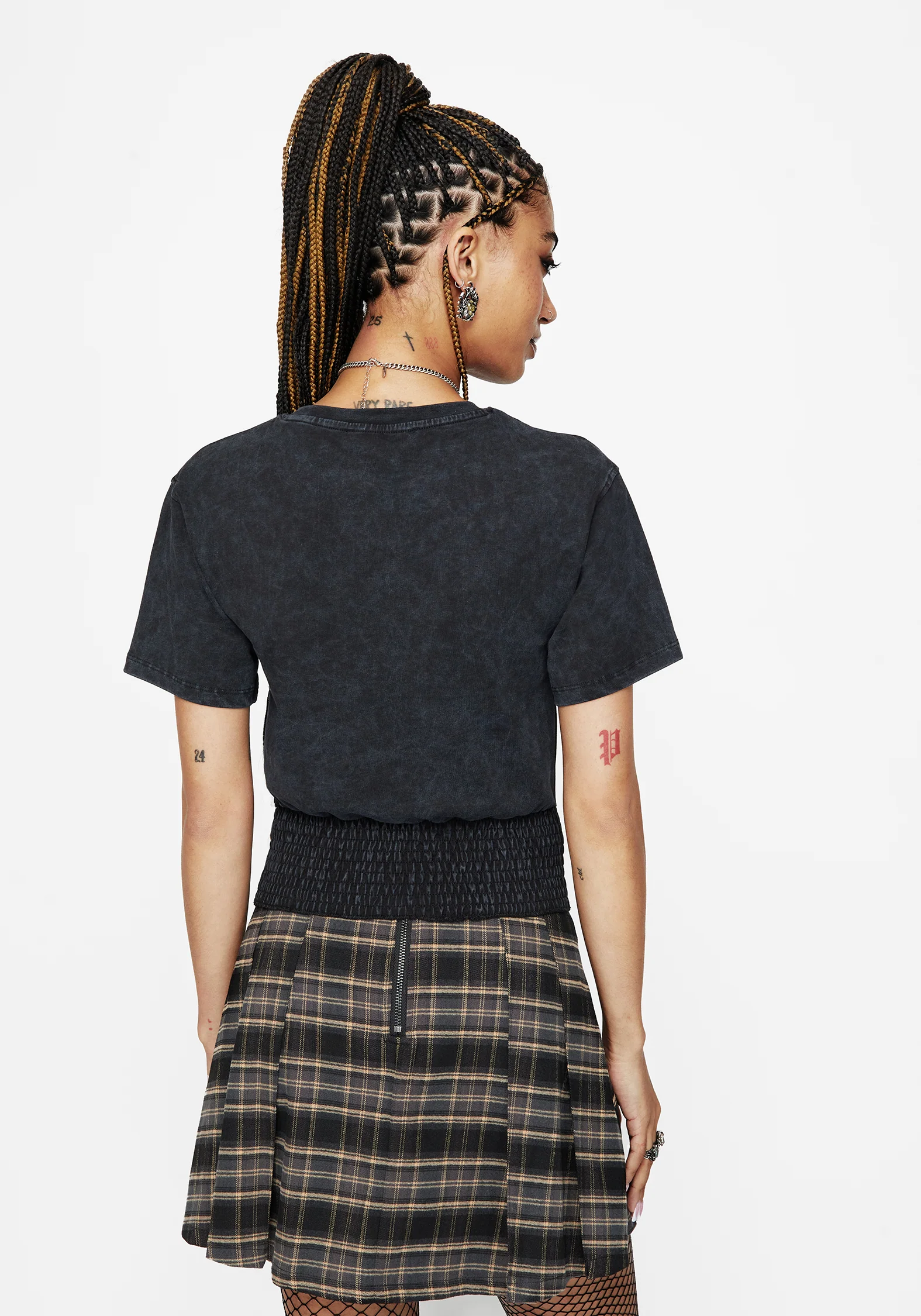 Lamia Spider Embroidered Smock Waist Cotton T-Shirt - Image 3