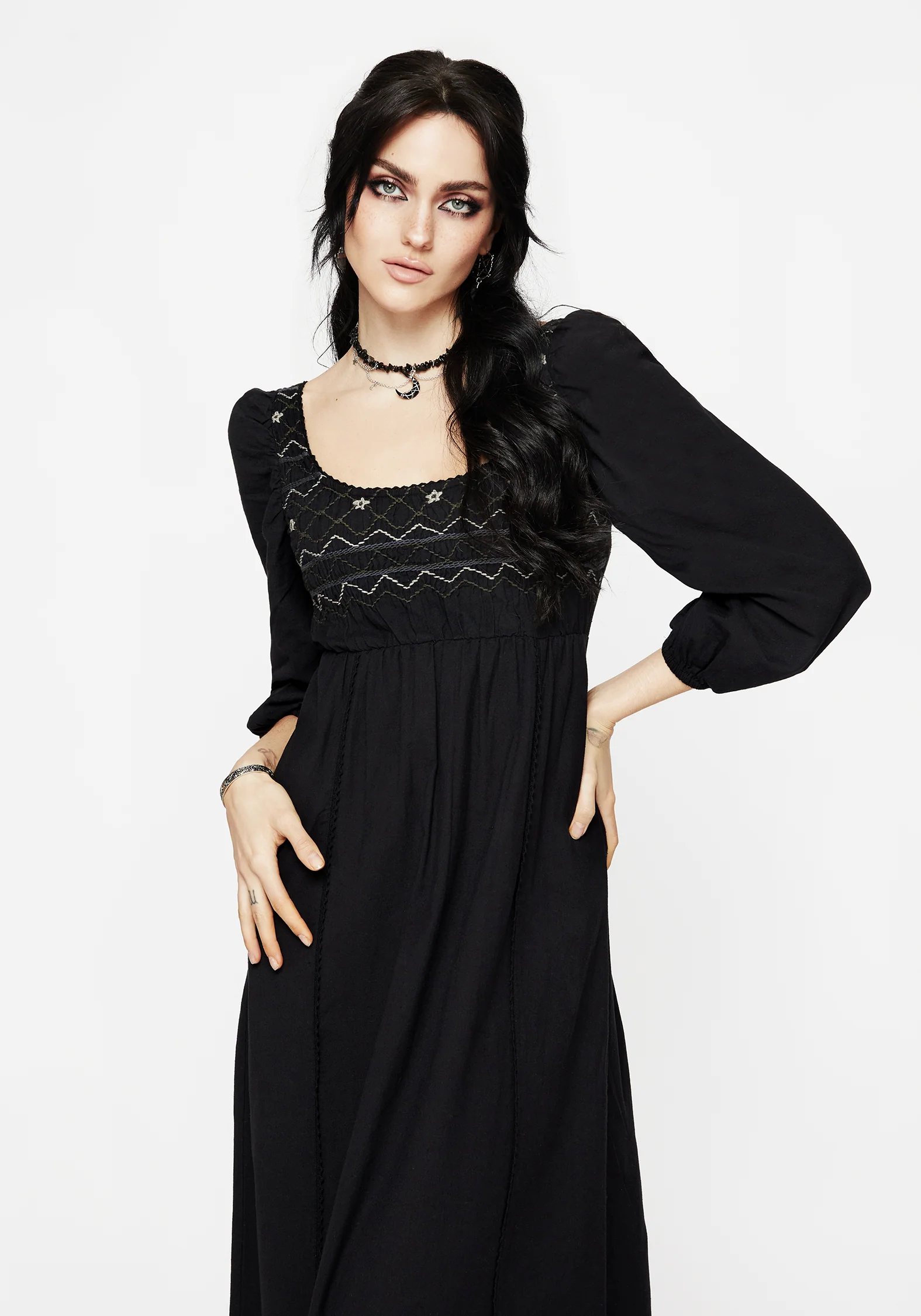 Larissa Hand Embroidered Smocked Midaxi Dress - Image 5
